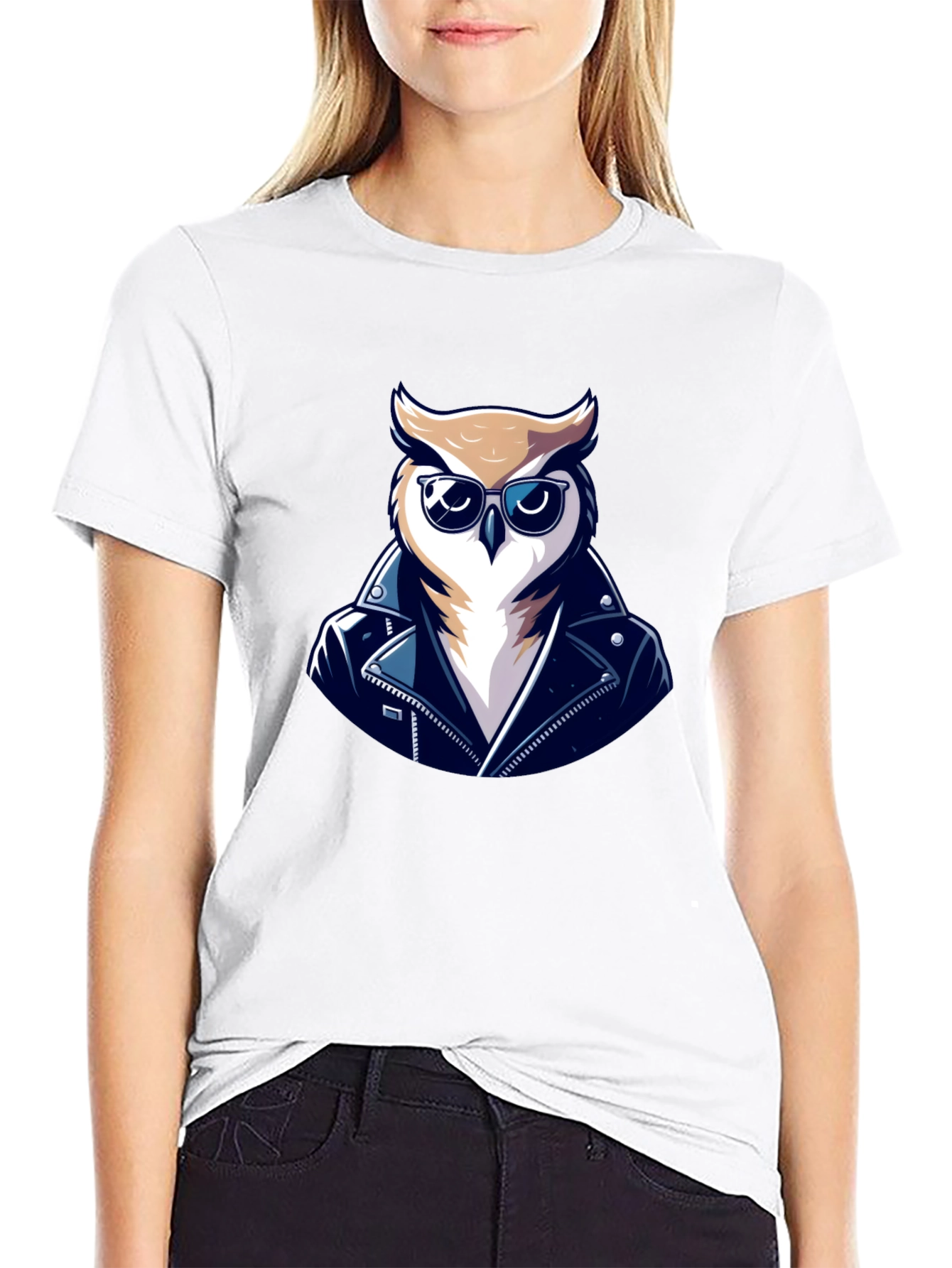 Cool Owl Biker T-Shirt - Black Cotton Tee