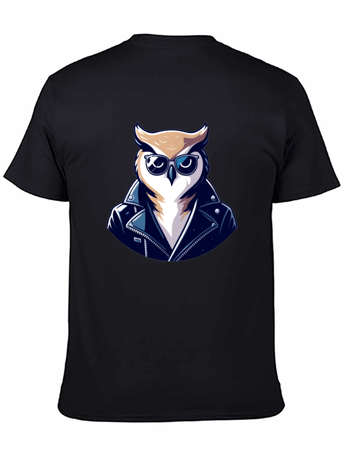 Cool Owl Biker T-Shirt - Black Cotton Tee