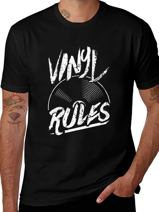 Vinyl Rules Graphic Tee - Black Cotton Blend
