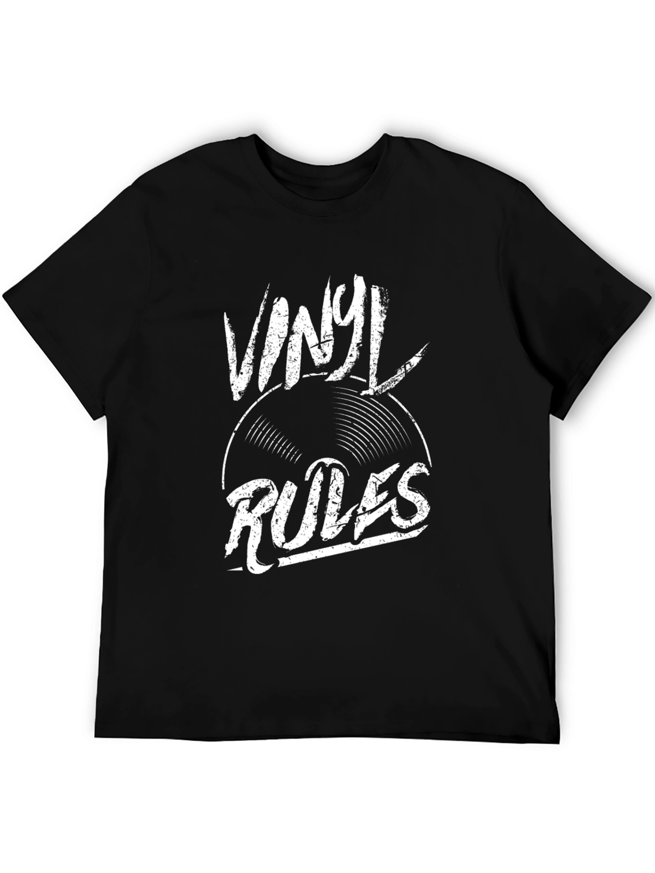 Vinyl Rules Graphic Tee - Black Cotton Blend