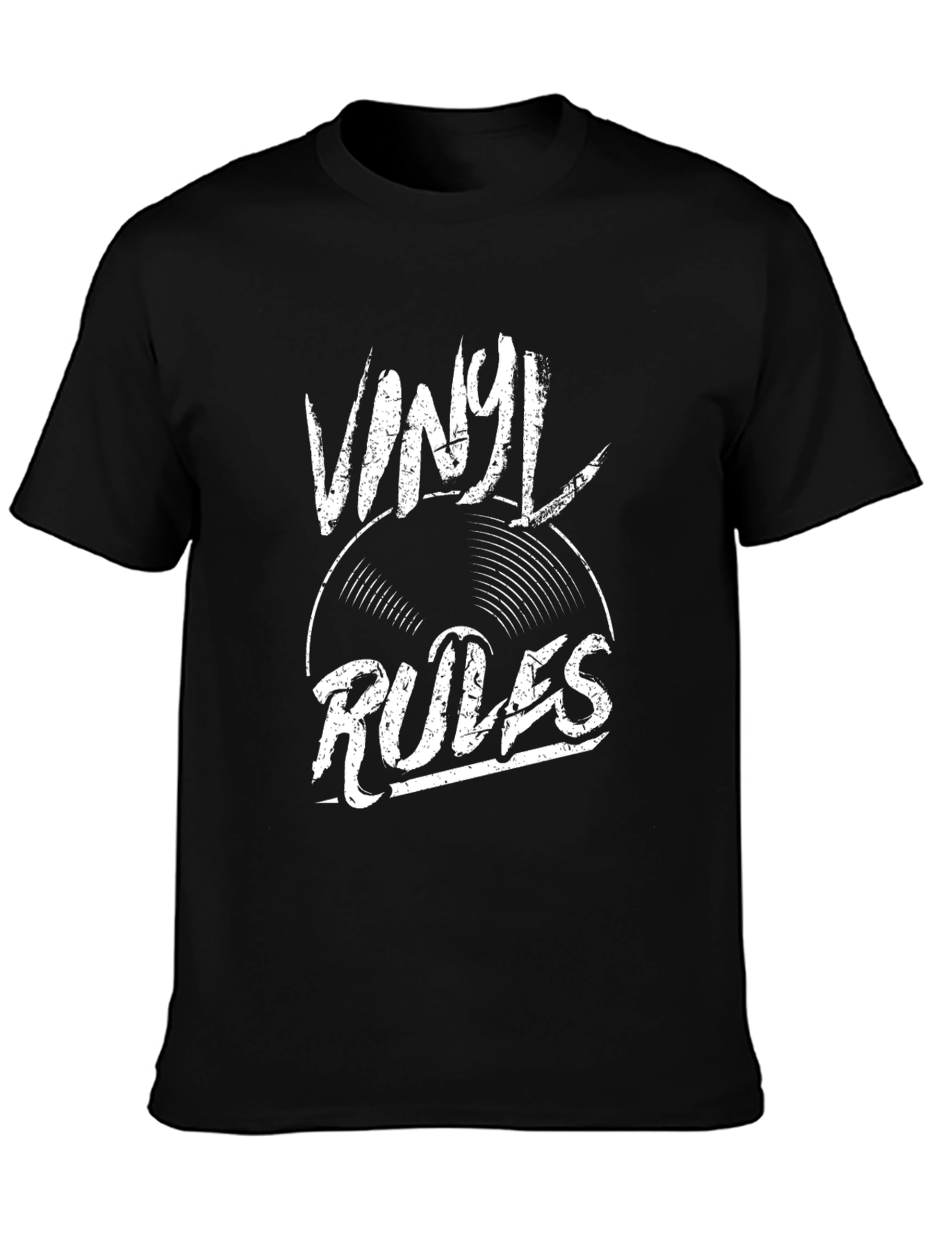 Vinyl Rules Graphic Tee - Black Cotton Blend
