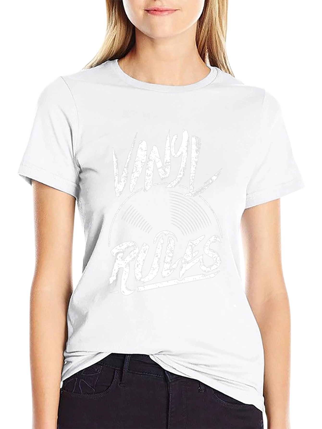 Vinyl Rules Graphic Tee - Black Cotton Blend
