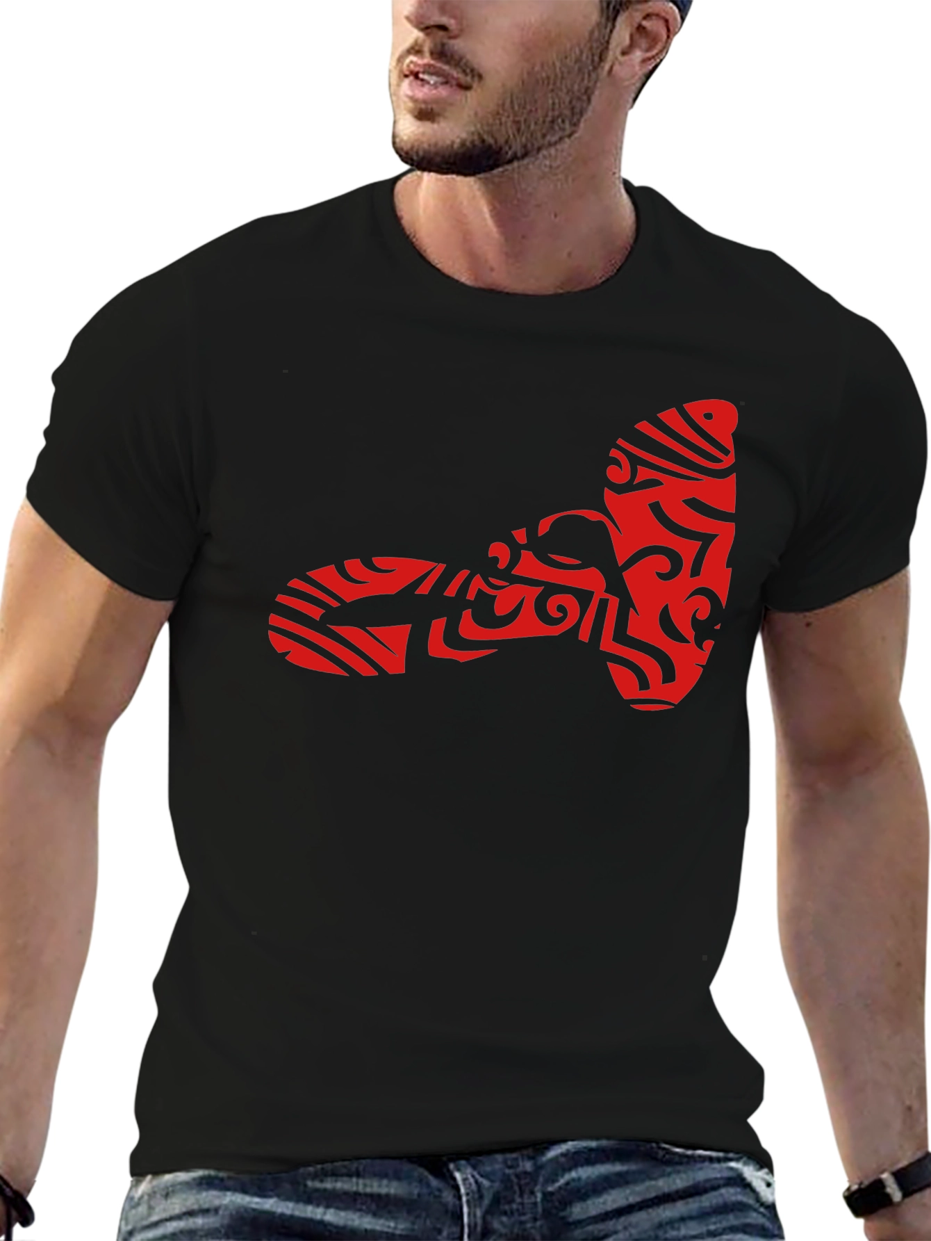 Tribal Tattoo Hammer Graphic Black T-Shirt