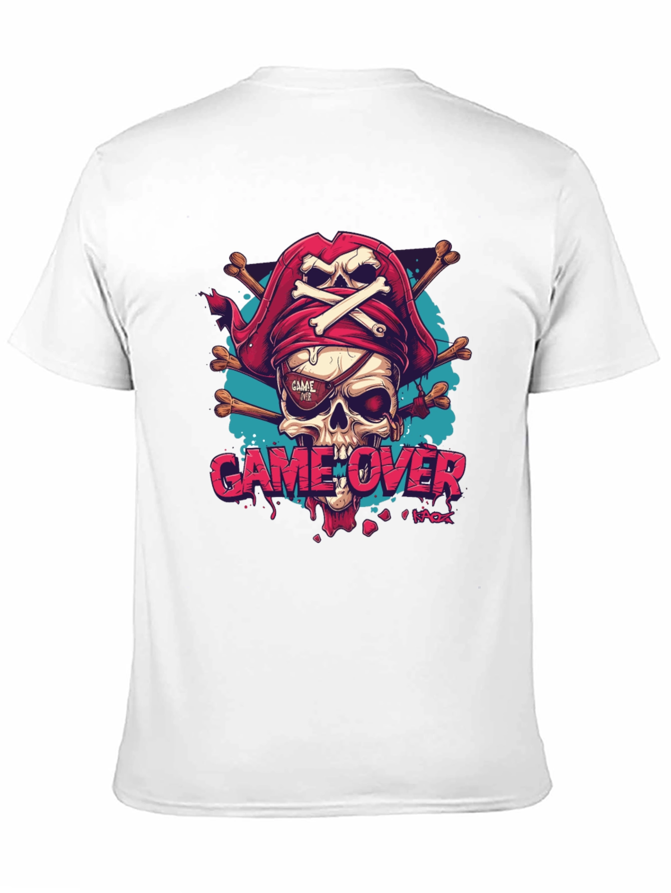 Game Over Pirate Skull Graphic Tee - Black