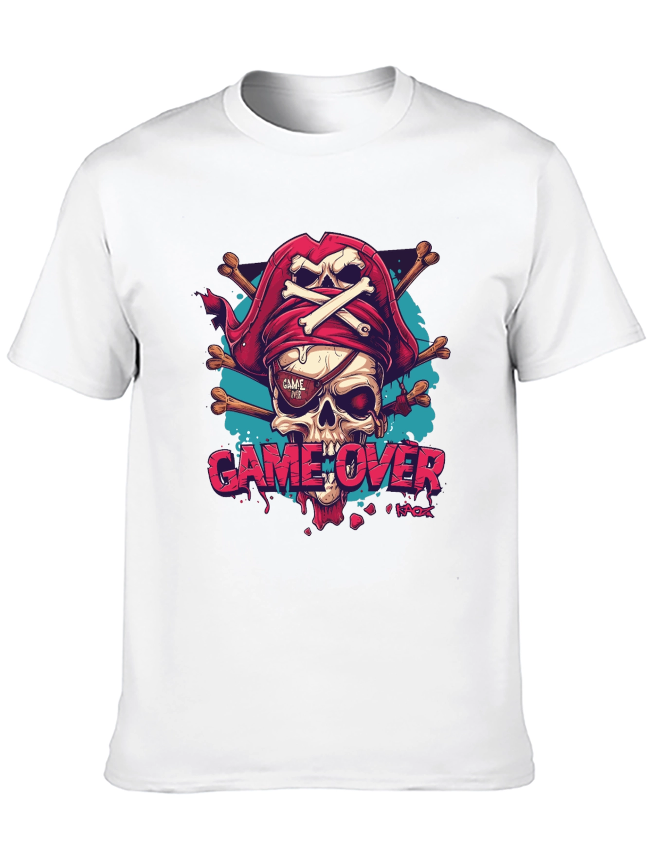 Game Over Pirate Skull Graphic Tee - Black