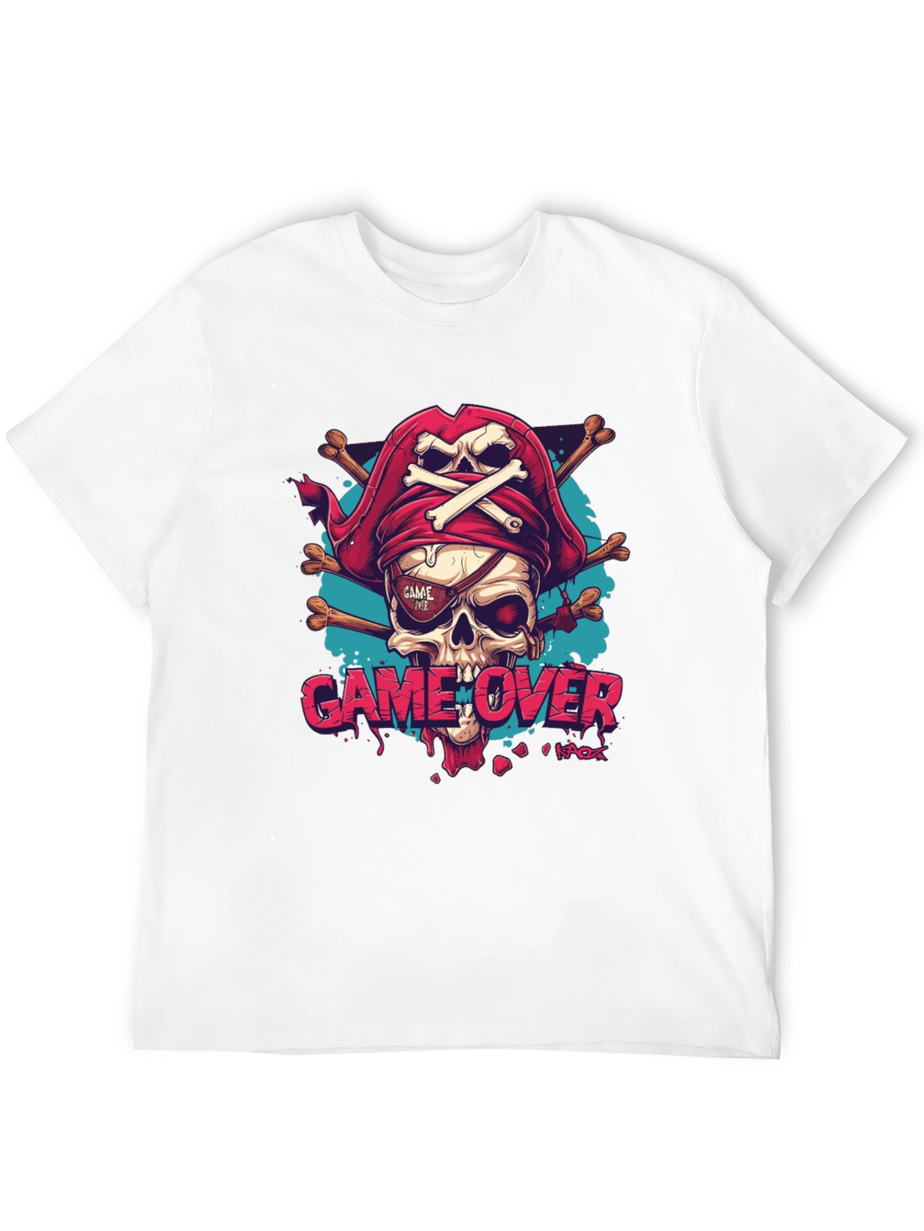 Game Over Pirate Skull Graphic Tee - Black