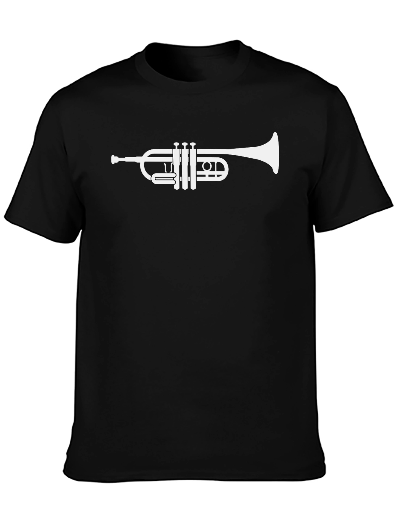 Trumpet Graphic Tee - Black Cotton Blend T-Shirt