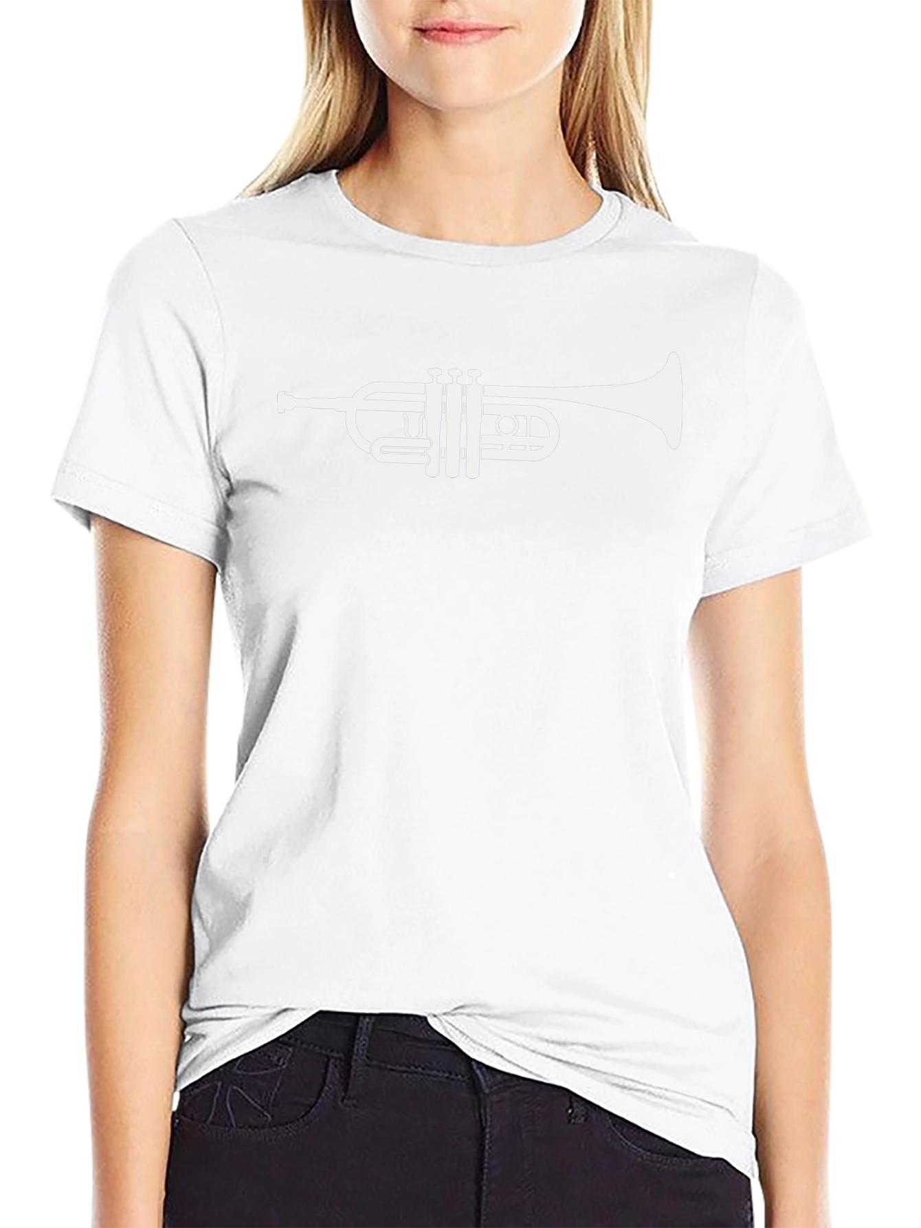 Trumpet Graphic Tee - Black Cotton Blend T-Shirt