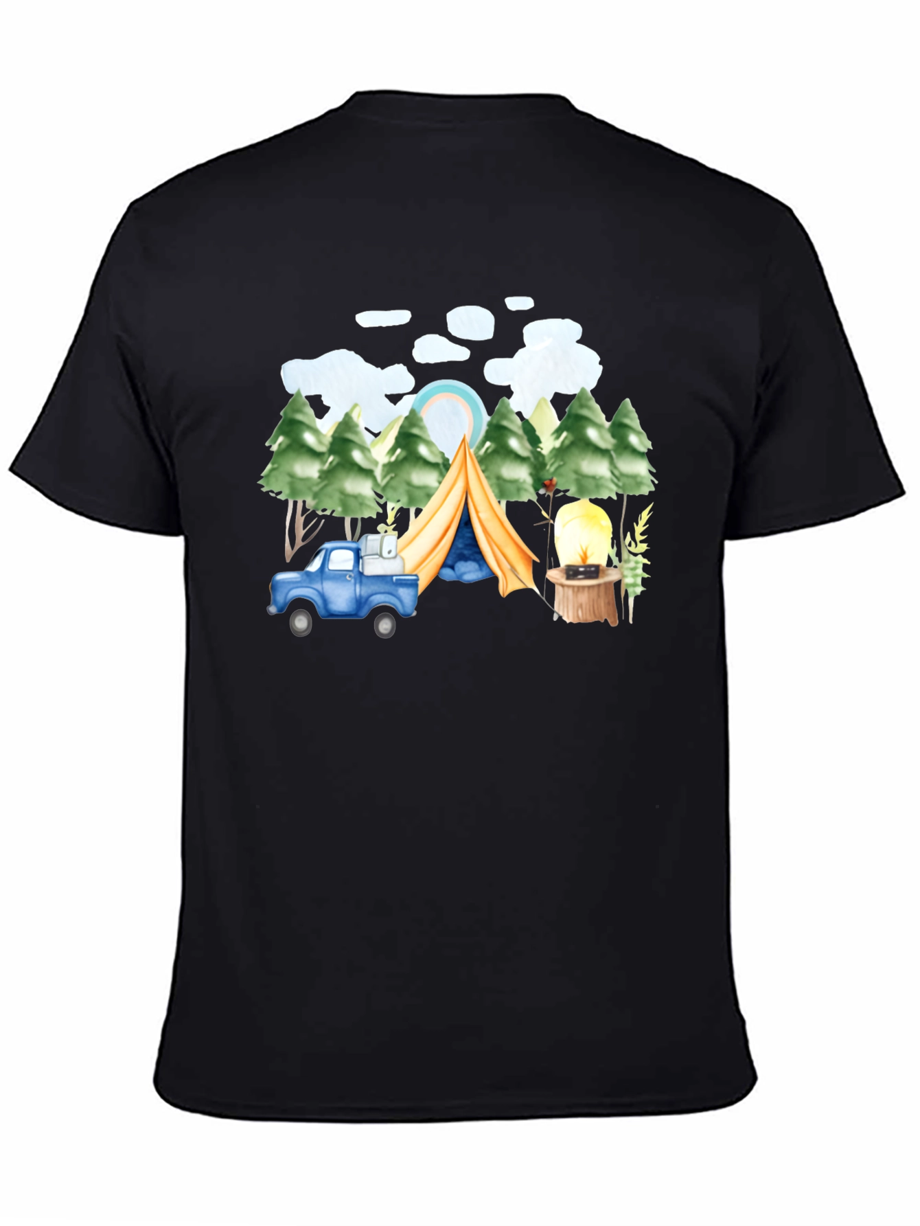 Camping Trip T-Shirt Black Cotton Tee