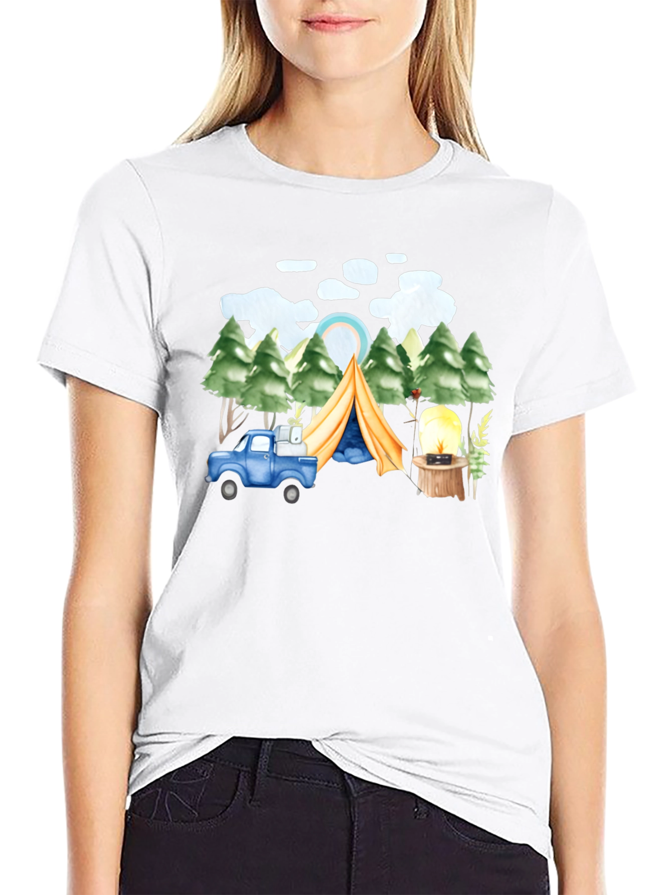 Camping Trip T-Shirt Black Cotton Tee