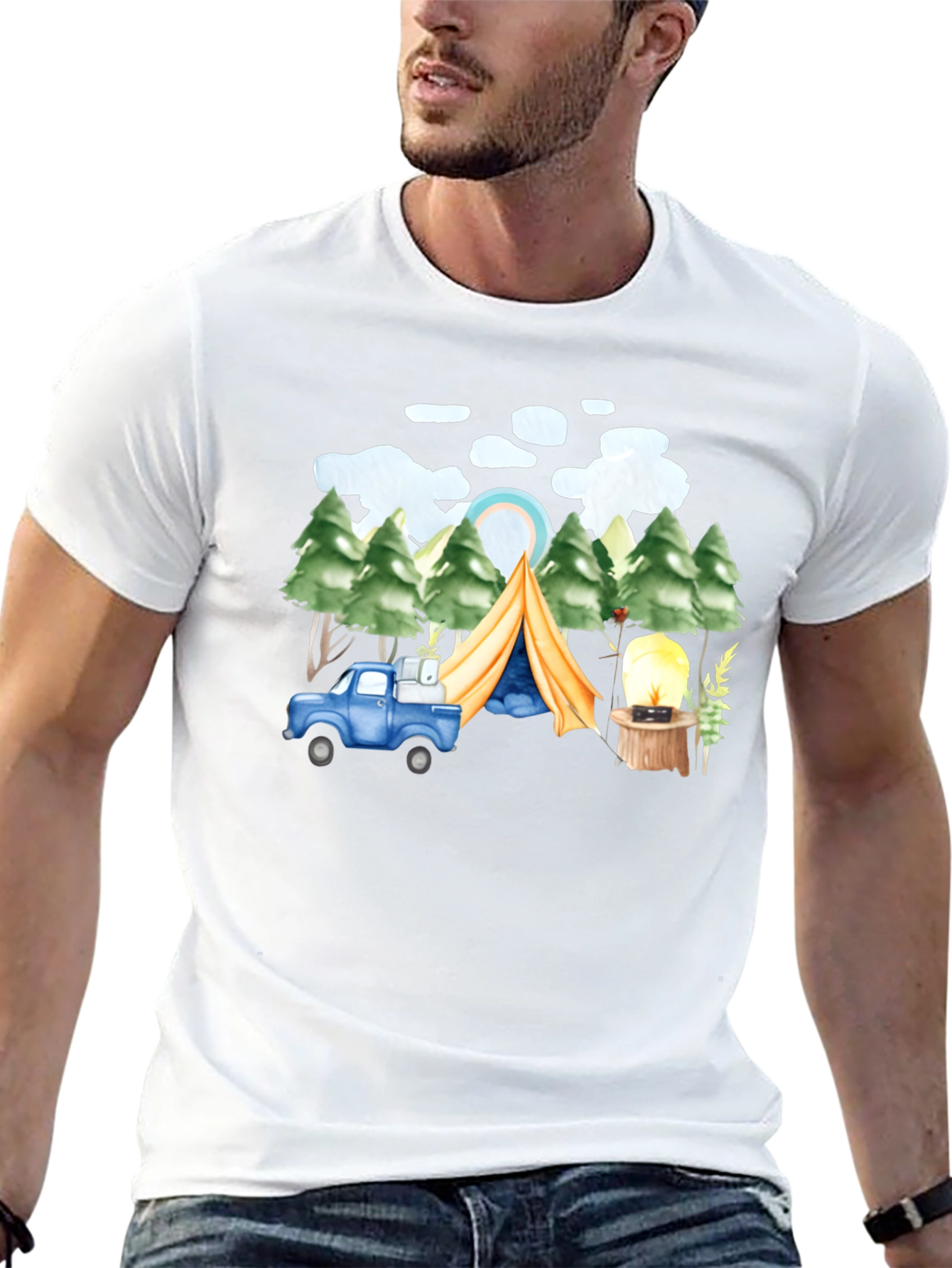 Camping Trip T-Shirt Black Cotton Tee