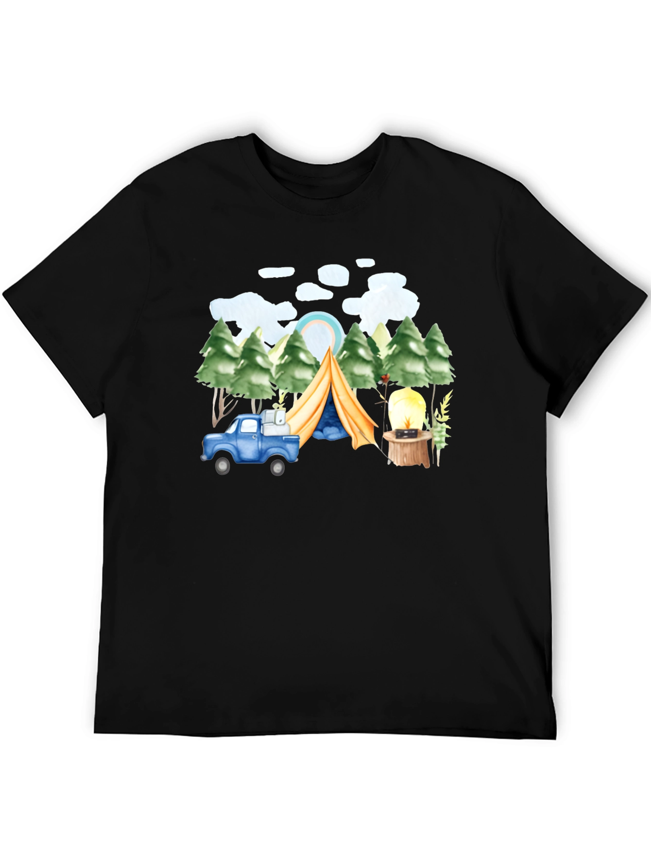 Camping Trip T-Shirt Black Cotton Tee