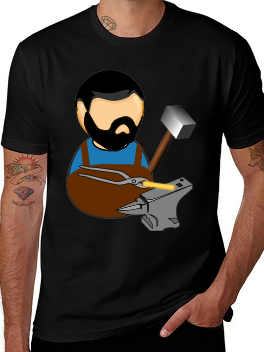 Blacksmith T-Shirt Cartoon Anvil Hammer Forge