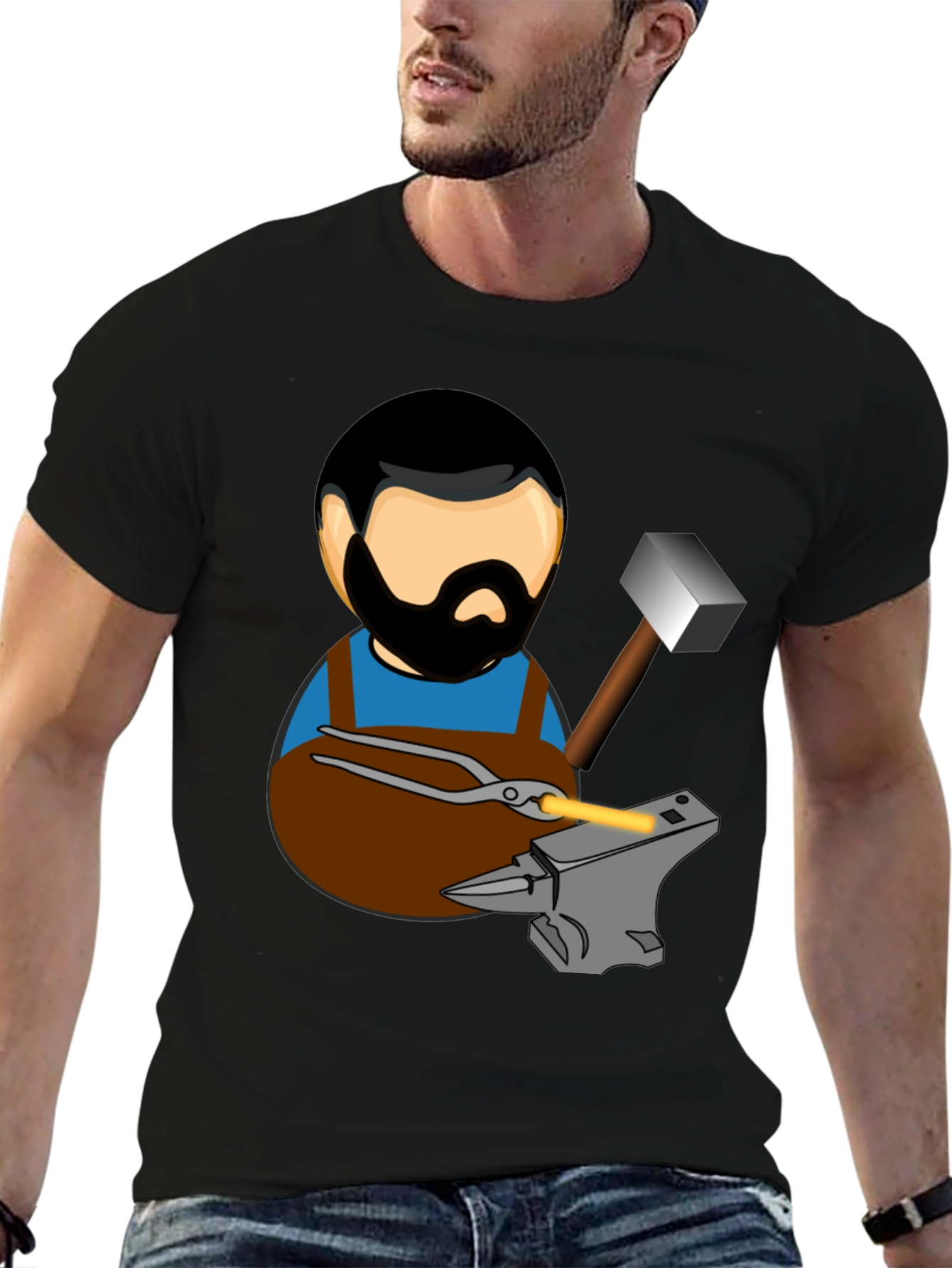 Blacksmith T-Shirt Cartoon Anvil Hammer Forge