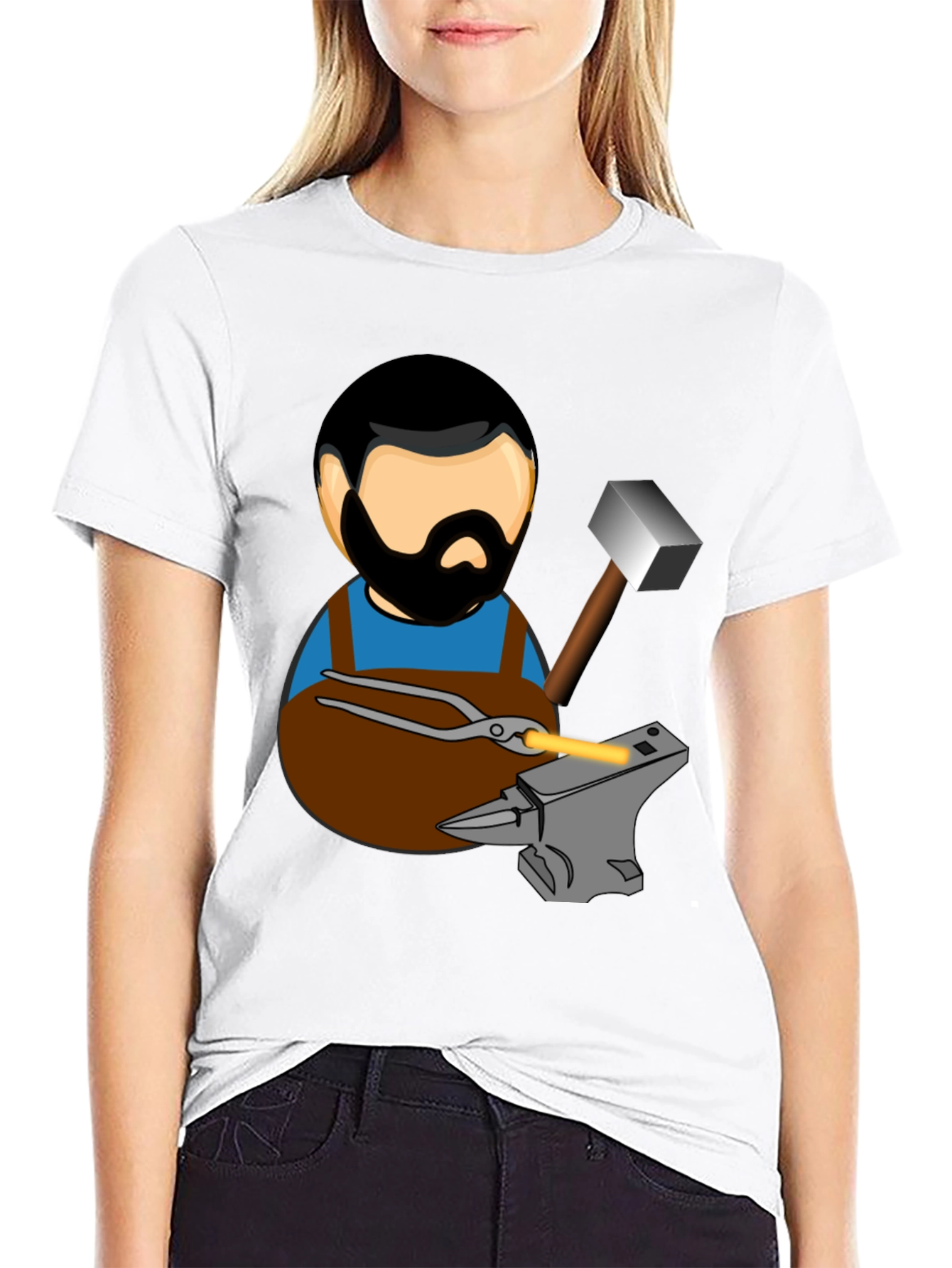 Blacksmith T-Shirt Cartoon Anvil Hammer Forge