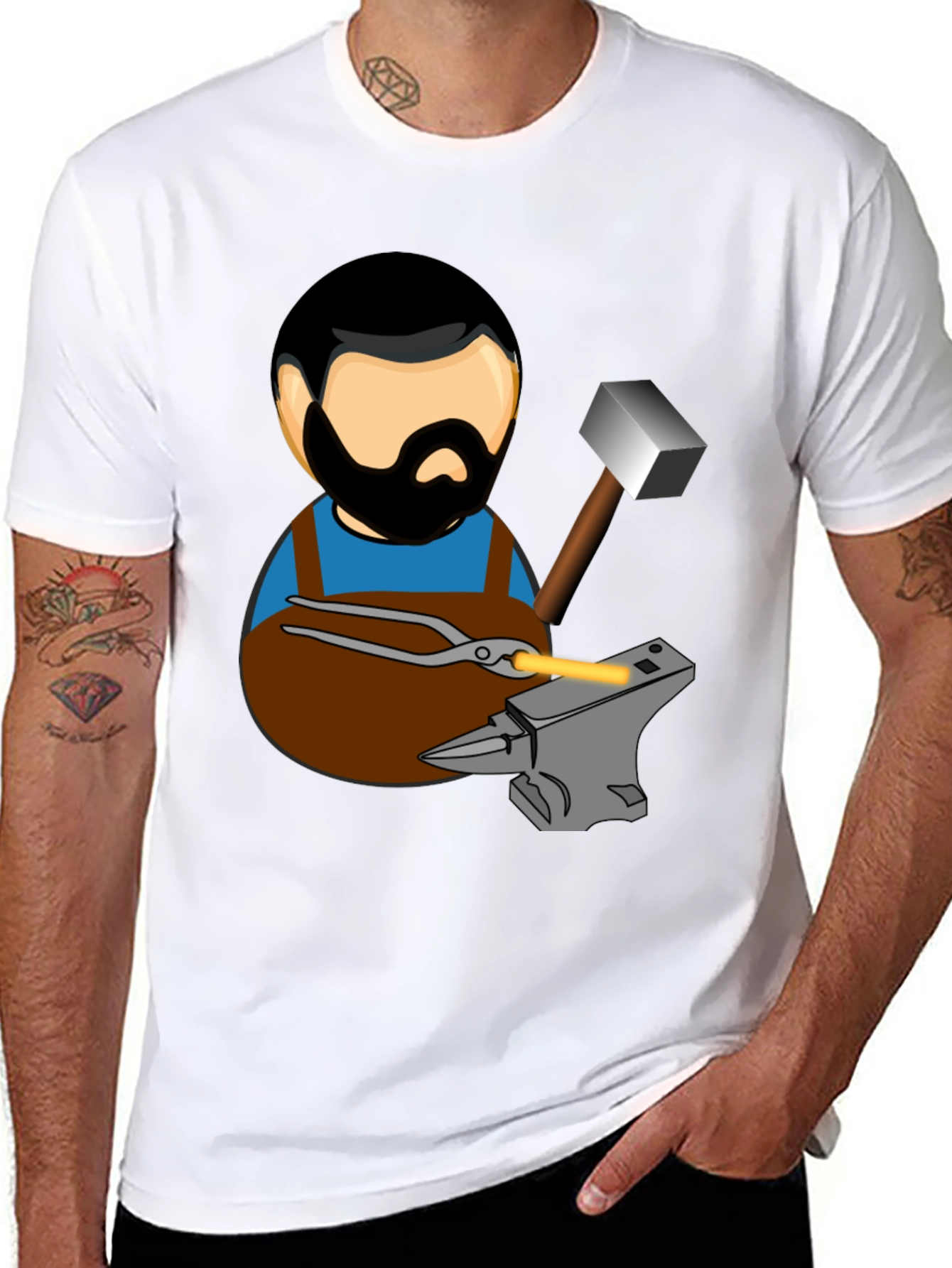 Blacksmith T-Shirt Cartoon Anvil Hammer Forge