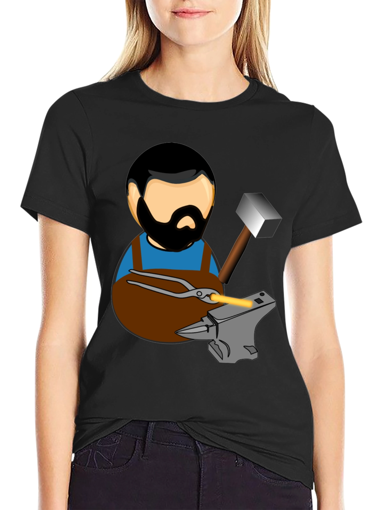 Blacksmith T-Shirt Cartoon Anvil Hammer Forge
