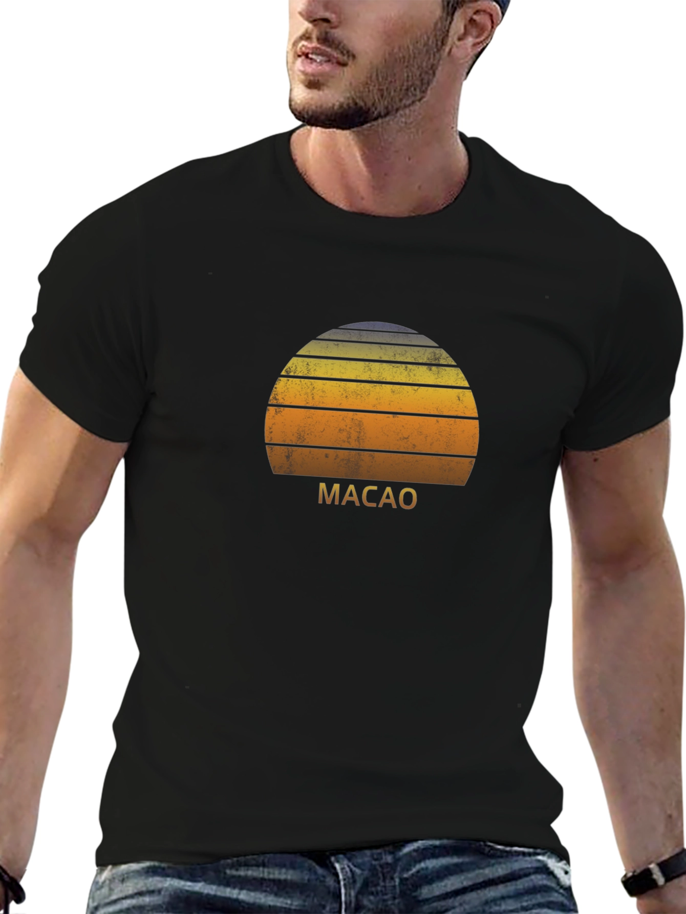 Retro Macau Sunset Graphic T-Shirt