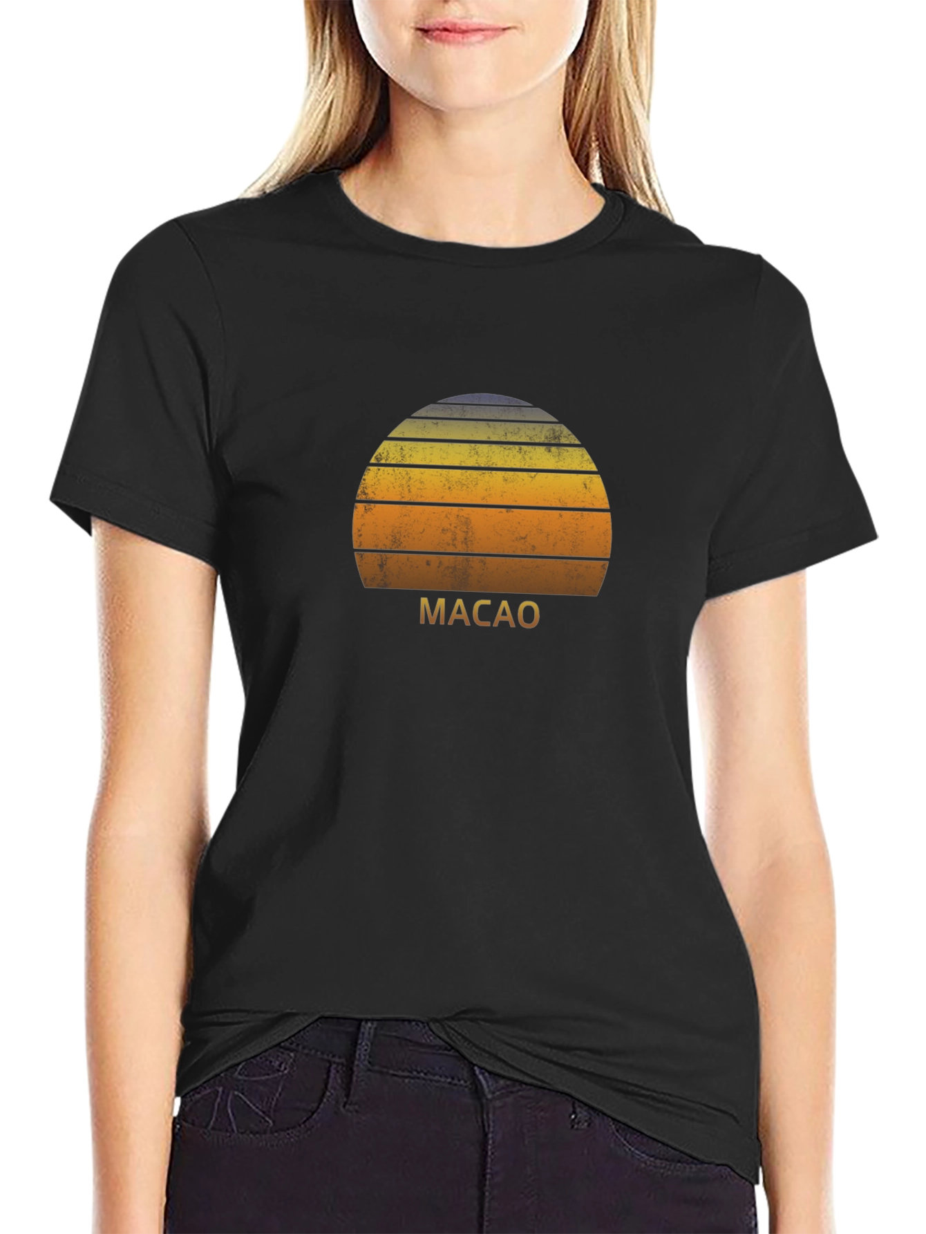 Retro Macau Sunset Graphic T-Shirt