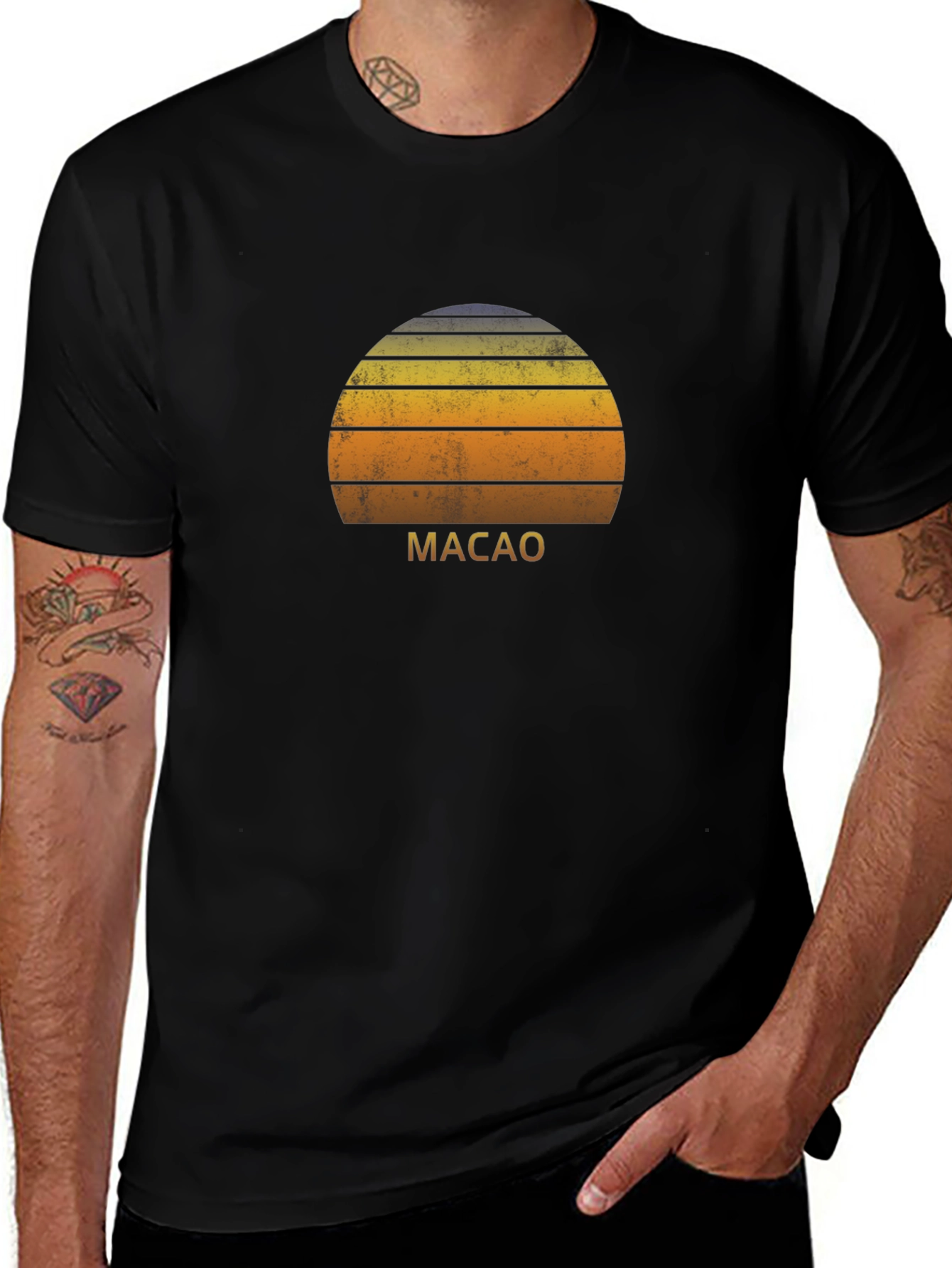 Retro Macau Sunset Graphic T-Shirt