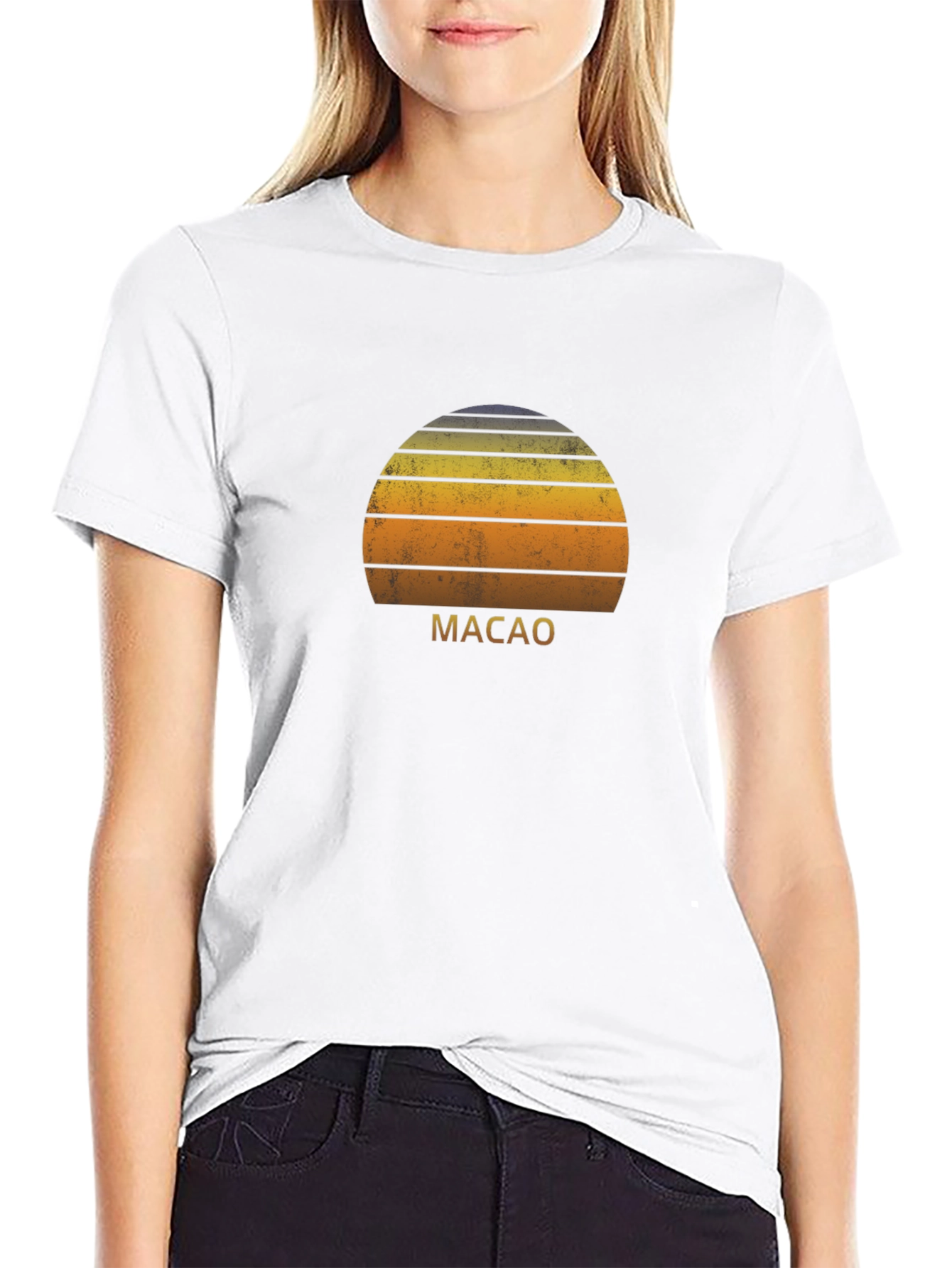 Retro Macau Sunset Graphic T-Shirt