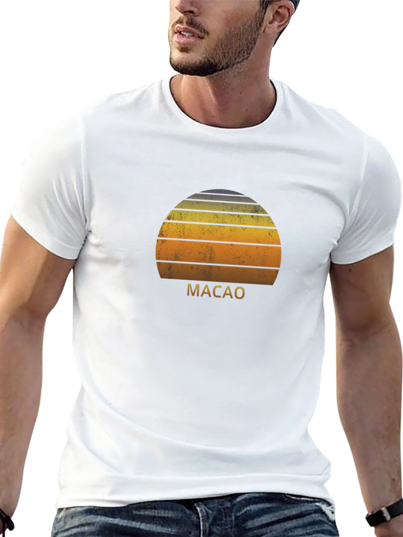 Retro Macau Sunset Graphic T-Shirt