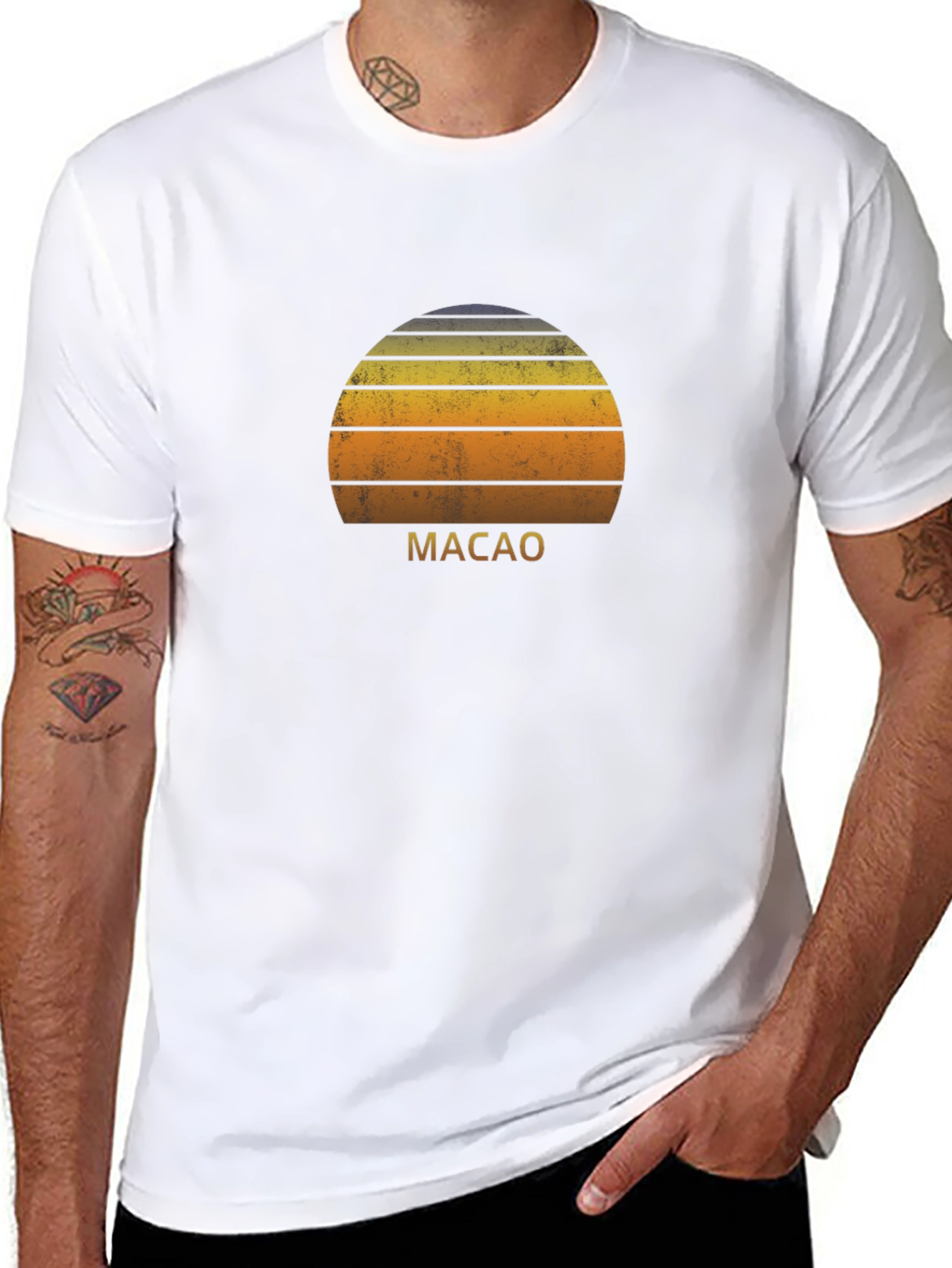Retro Macau Sunset Graphic T-Shirt