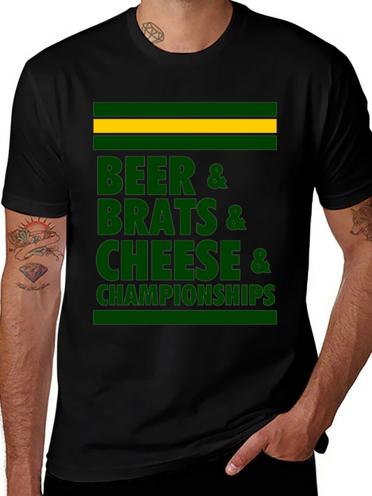 Beer Brats Cheese Championships Graphic T-Shirt