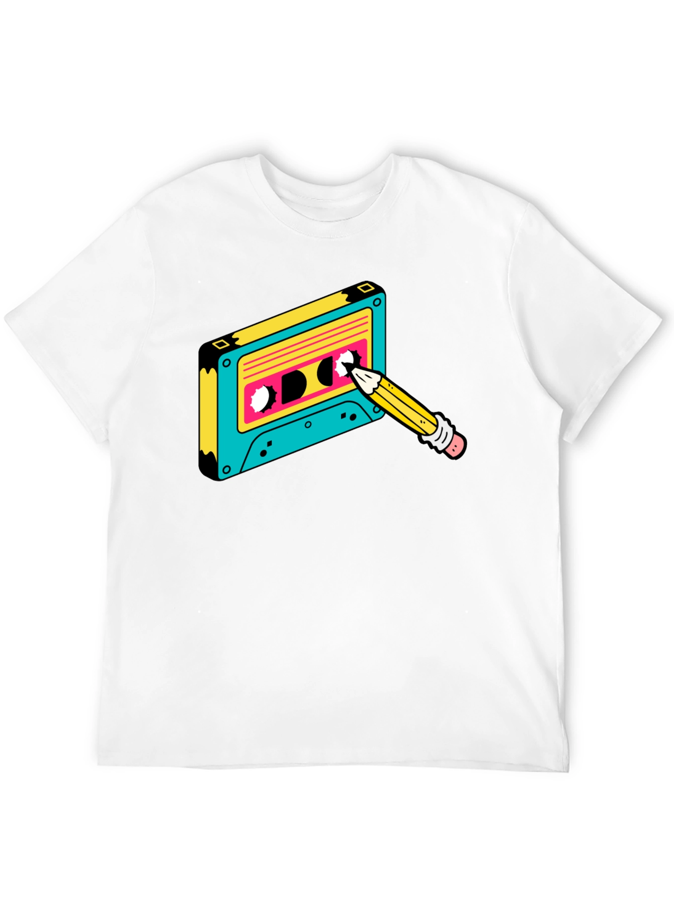 Retro Cassette Tape & Pencil Graphic Tee