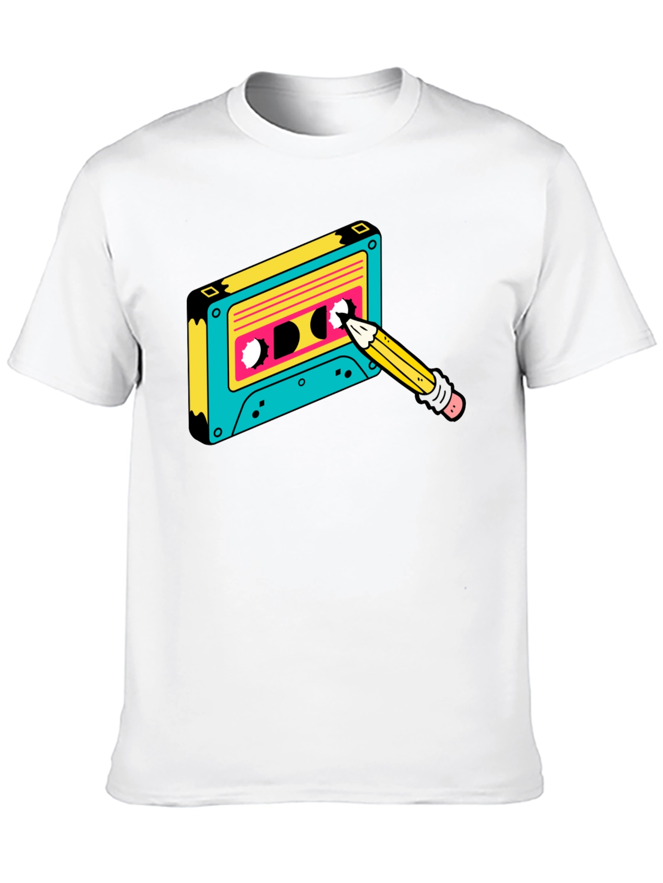 Retro Cassette Tape & Pencil Graphic Tee