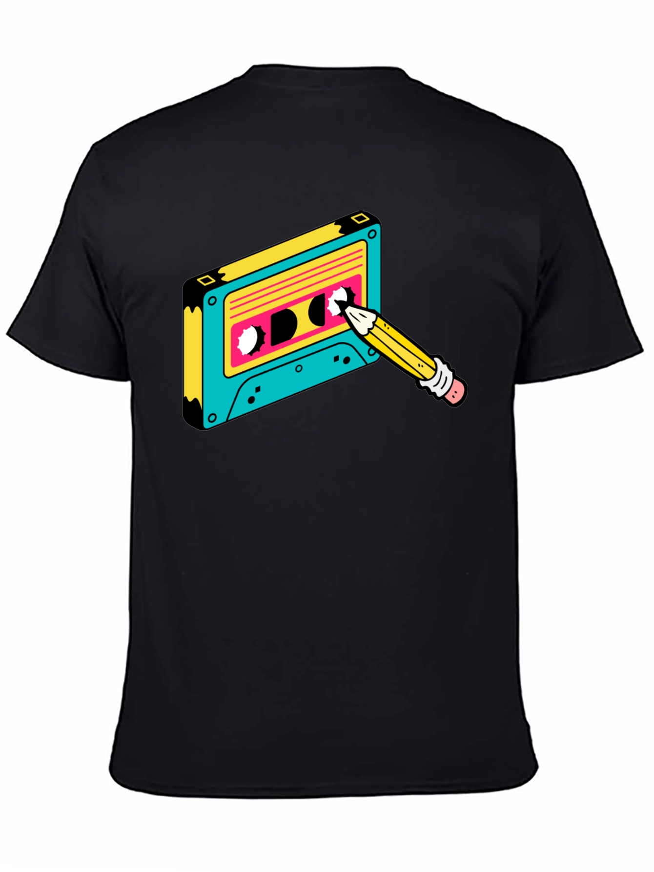 Retro Cassette Tape & Pencil Graphic Tee