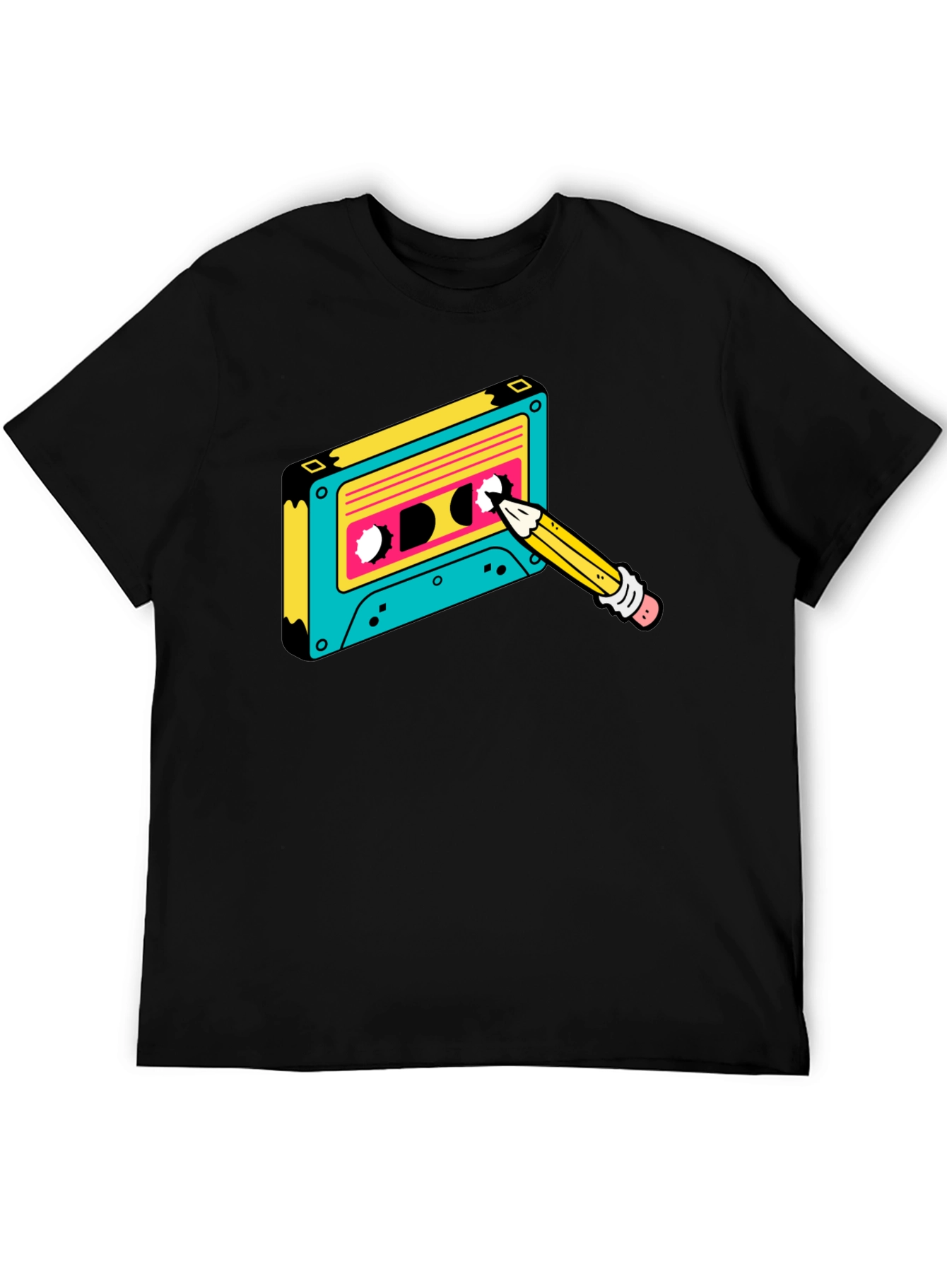 Retro Cassette Tape & Pencil Graphic Tee