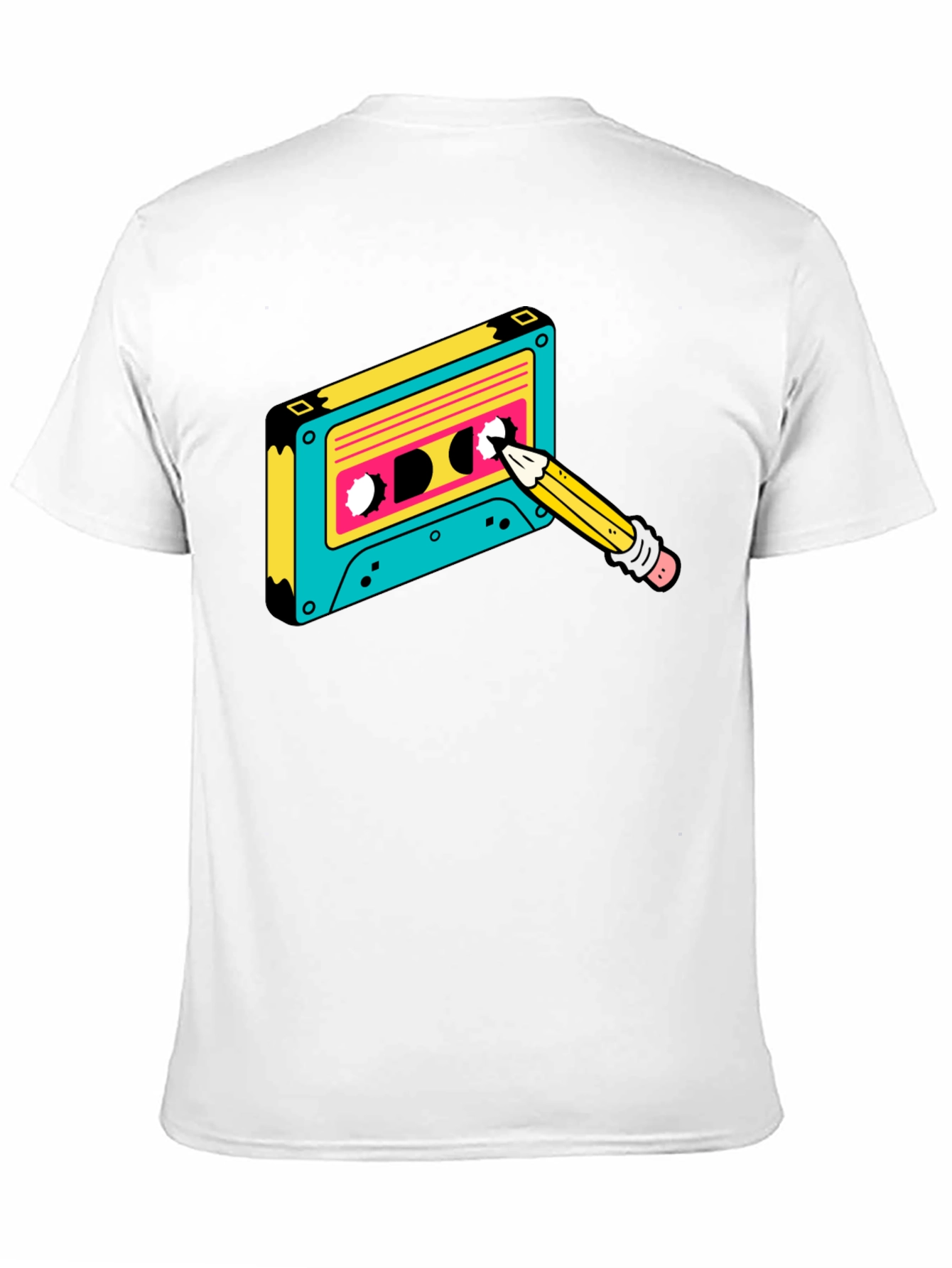 Retro Cassette Tape & Pencil Graphic Tee