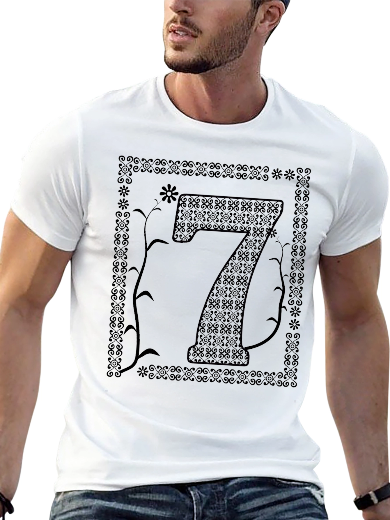 Lucky Number Seven Graphic Tee - Unisex Black T-Shirt