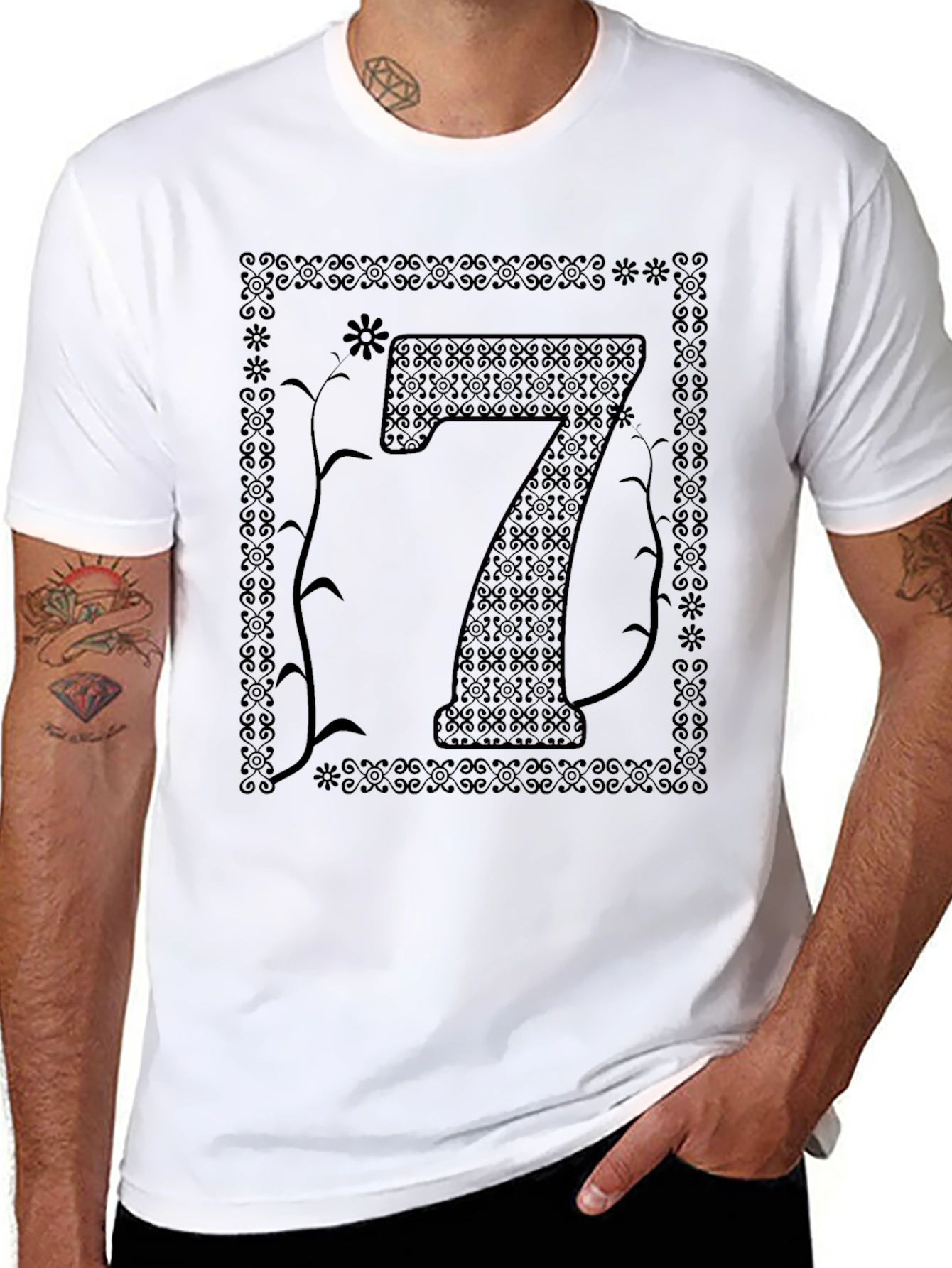 Lucky Number Seven Graphic Tee - Unisex Black T-Shirt