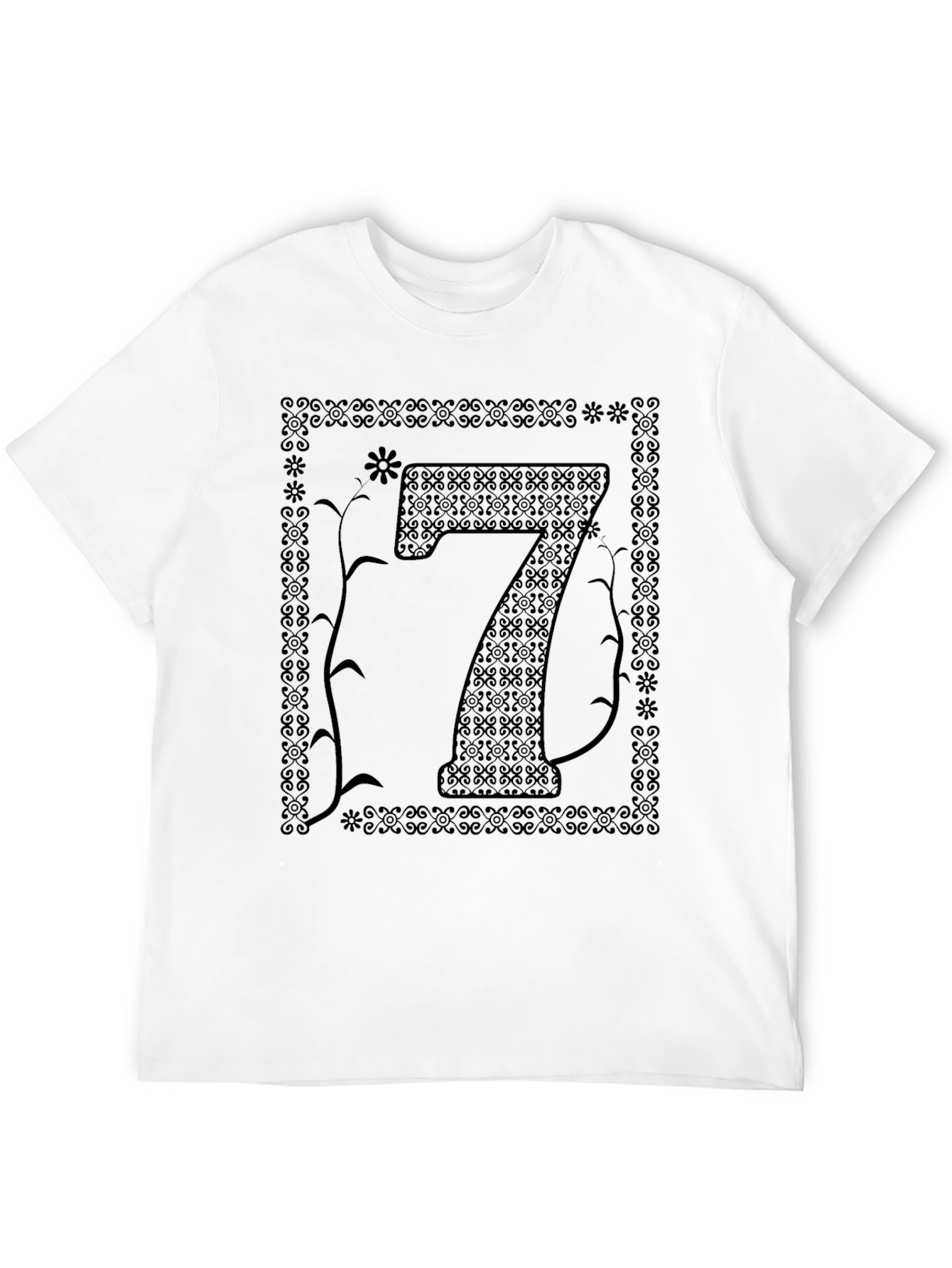 Lucky Number Seven Graphic Tee - Unisex Black T-Shirt