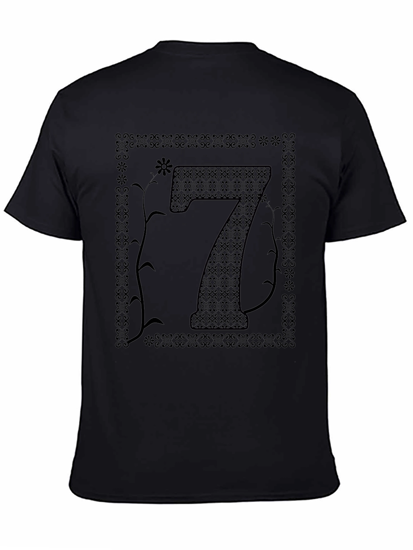 Lucky Number Seven Graphic Tee - Unisex Black T-Shirt