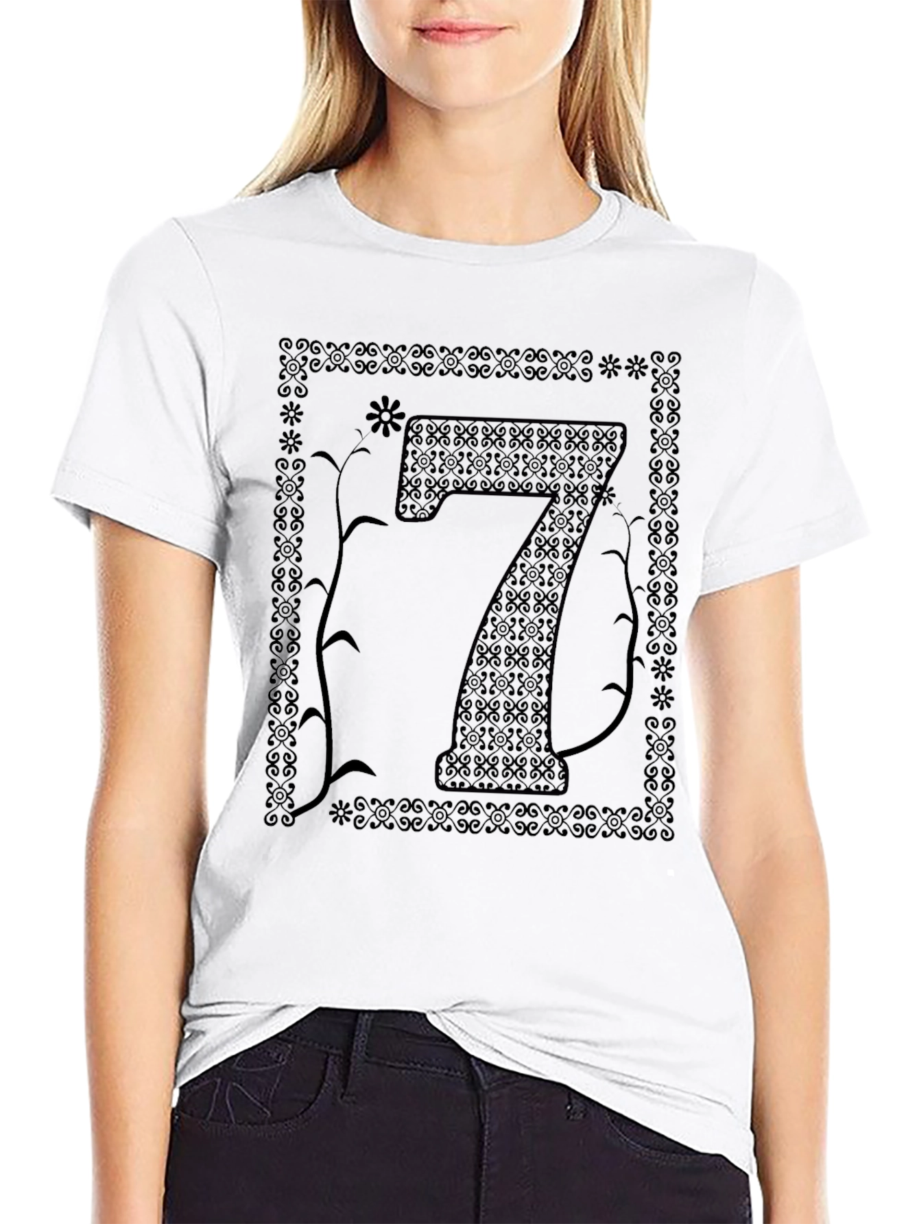 Lucky Number Seven Graphic Tee - Unisex Black T-Shirt