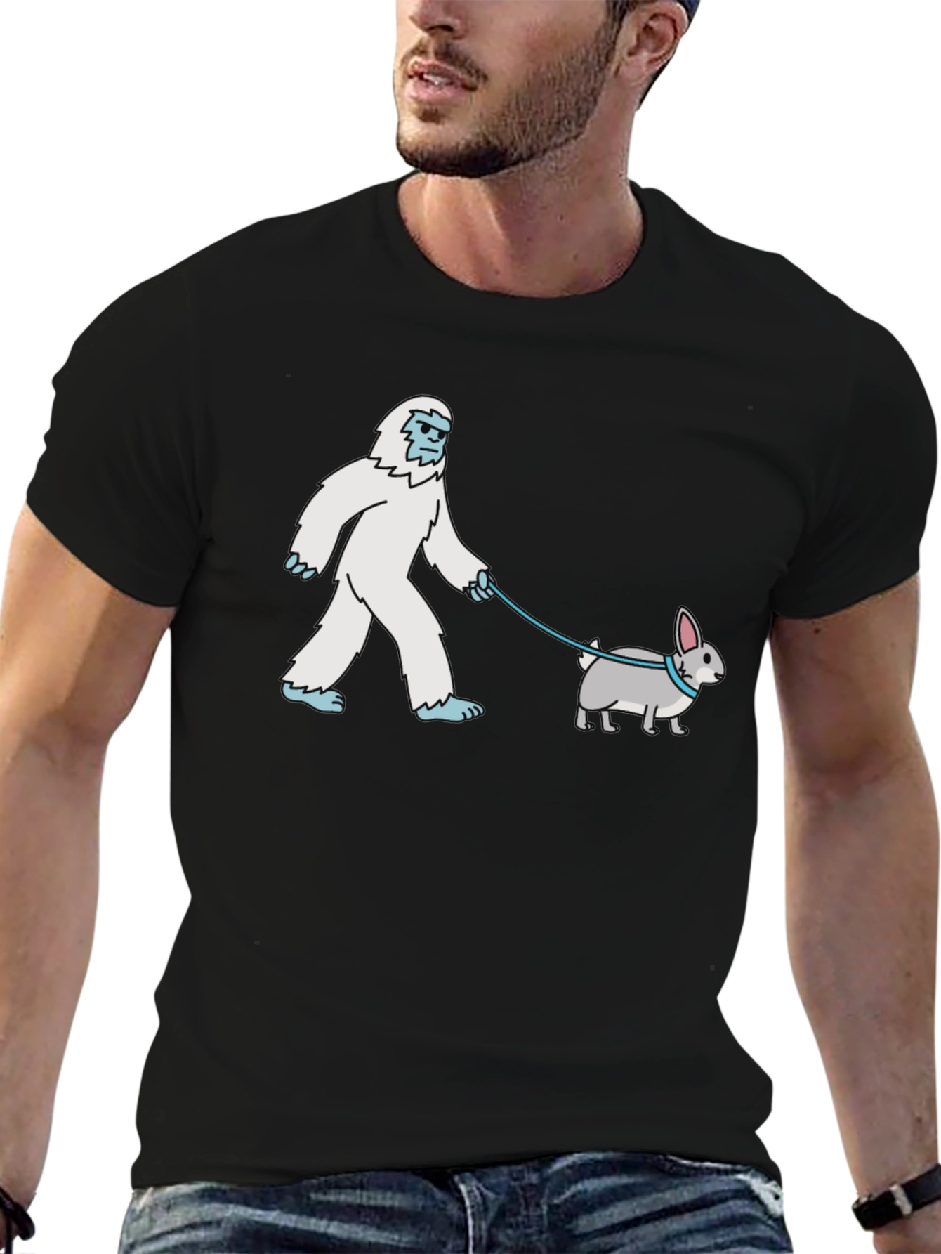 Yeti Walks Bunny T-Shirt - Unique Graphic Tee