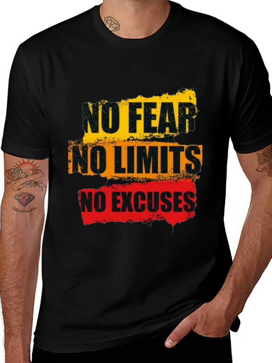Motivational Graphic Tee: No Fear Limits Excuses - Black
