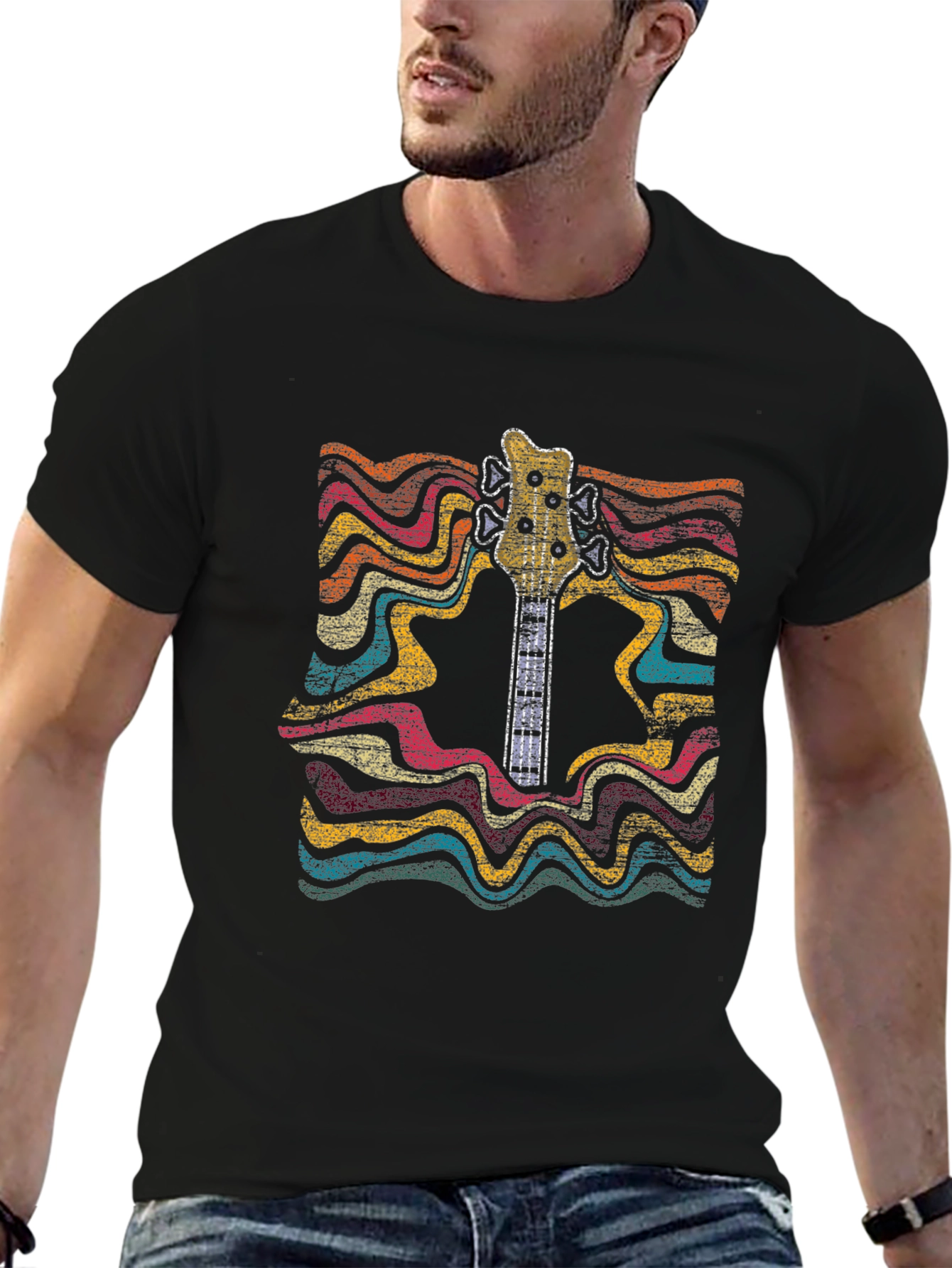 Retro Guitar Graphic Tee - Music Lover T-Shirt