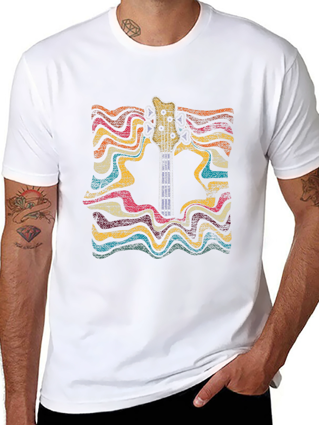 Retro Guitar Graphic Tee - Music Lover T-Shirt