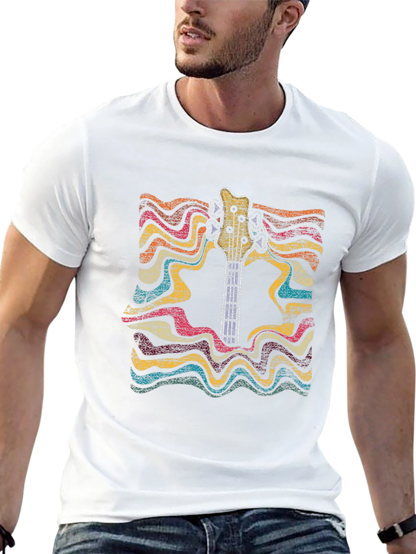 Retro Guitar Graphic Tee - Music Lover T-Shirt