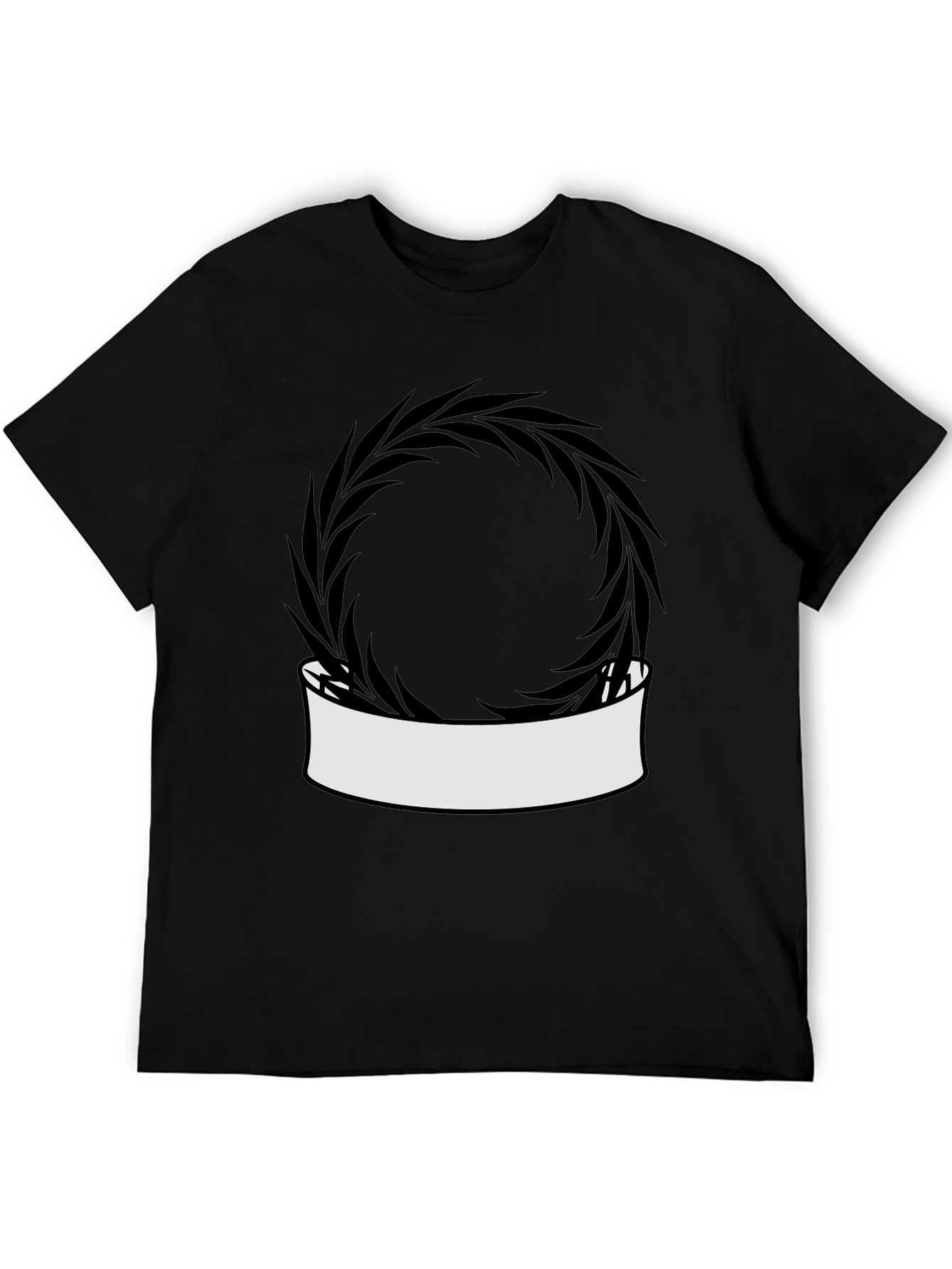 Modern Black T-Shirt with Wreath Graphic