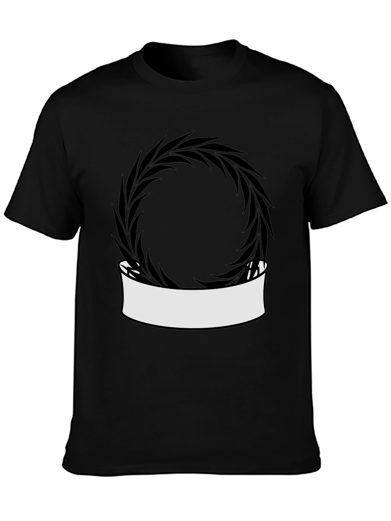 Modern Black T-Shirt with Wreath Graphic