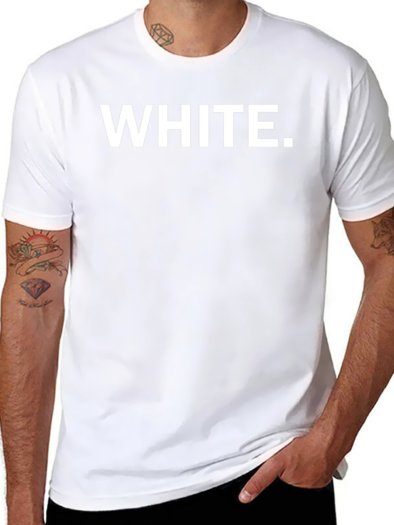 Bold White Text Black T-Shirt