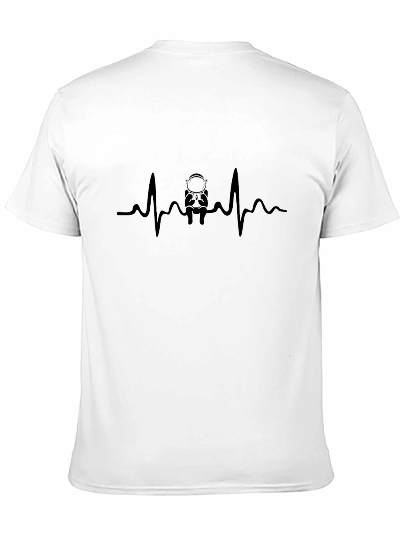 Astronaut Heartbeat Black T-Shirt - Space Lover Gift
