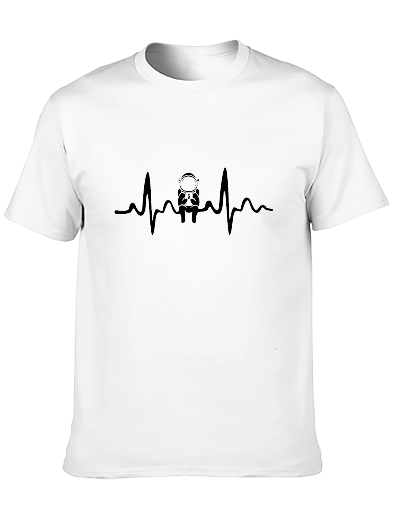 Astronaut Heartbeat Black T-Shirt - Space Lover Gift