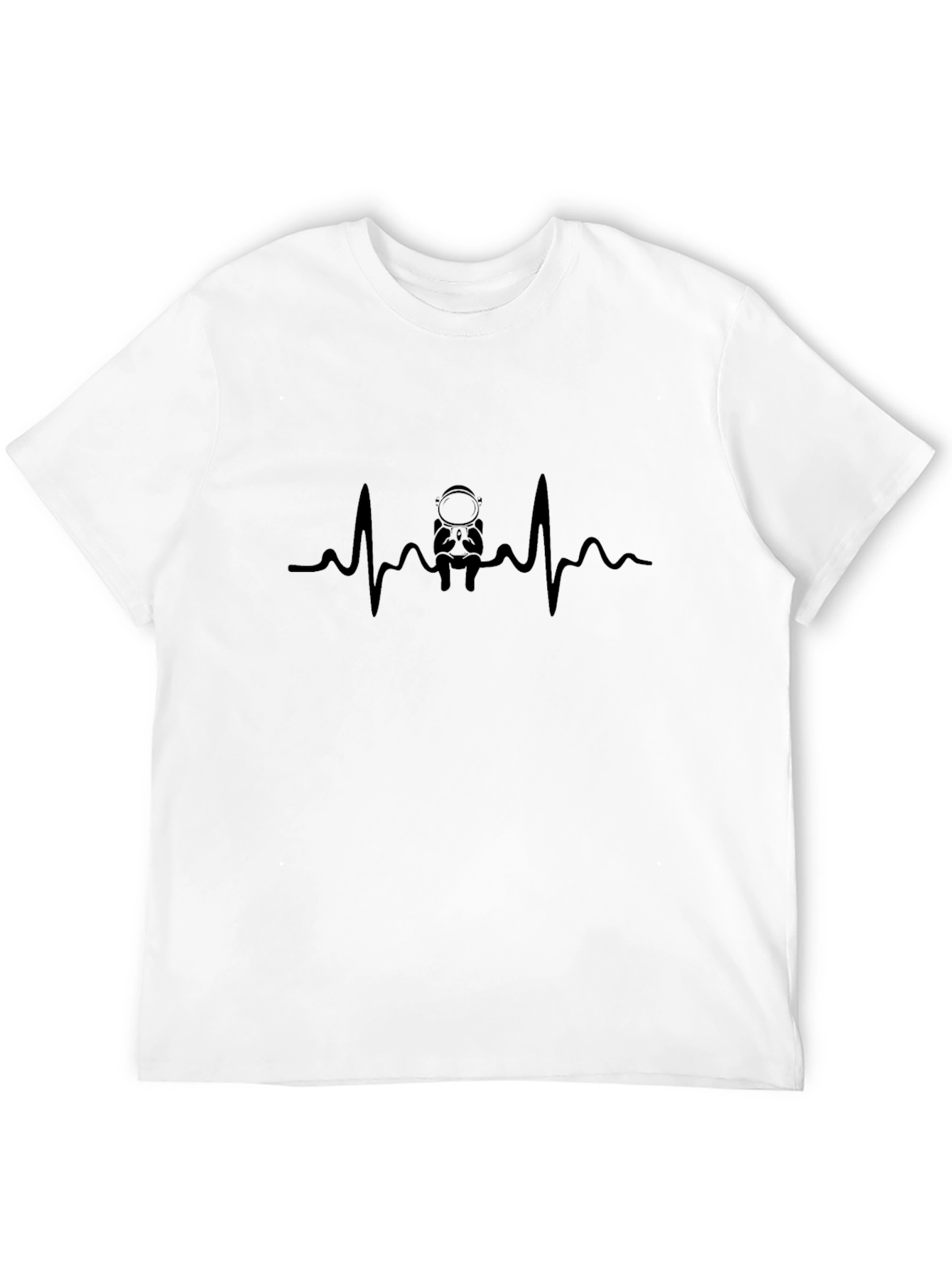 Astronaut Heartbeat Black T-Shirt - Space Lover Gift
