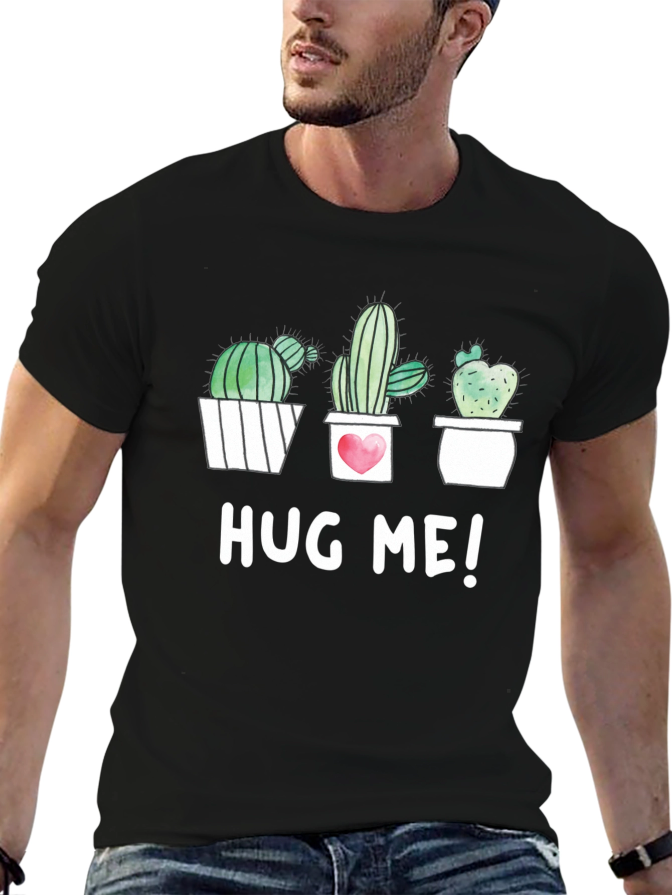 Cactus Hug Me! Graphic Tee - Unisex Cotton T-Shirt